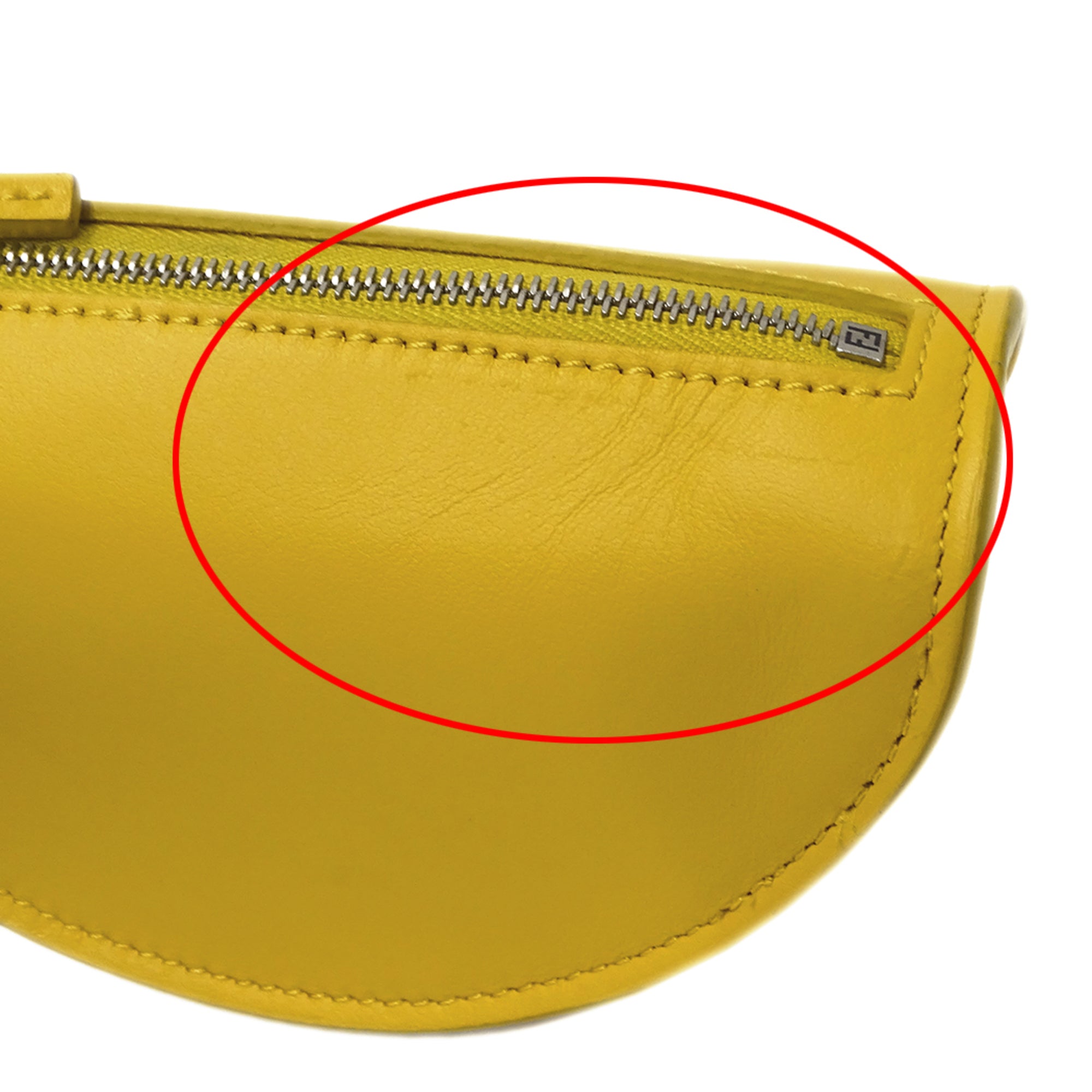 Fendi Yellow Leather Wool Handbag Pouch (Pre-Owned)