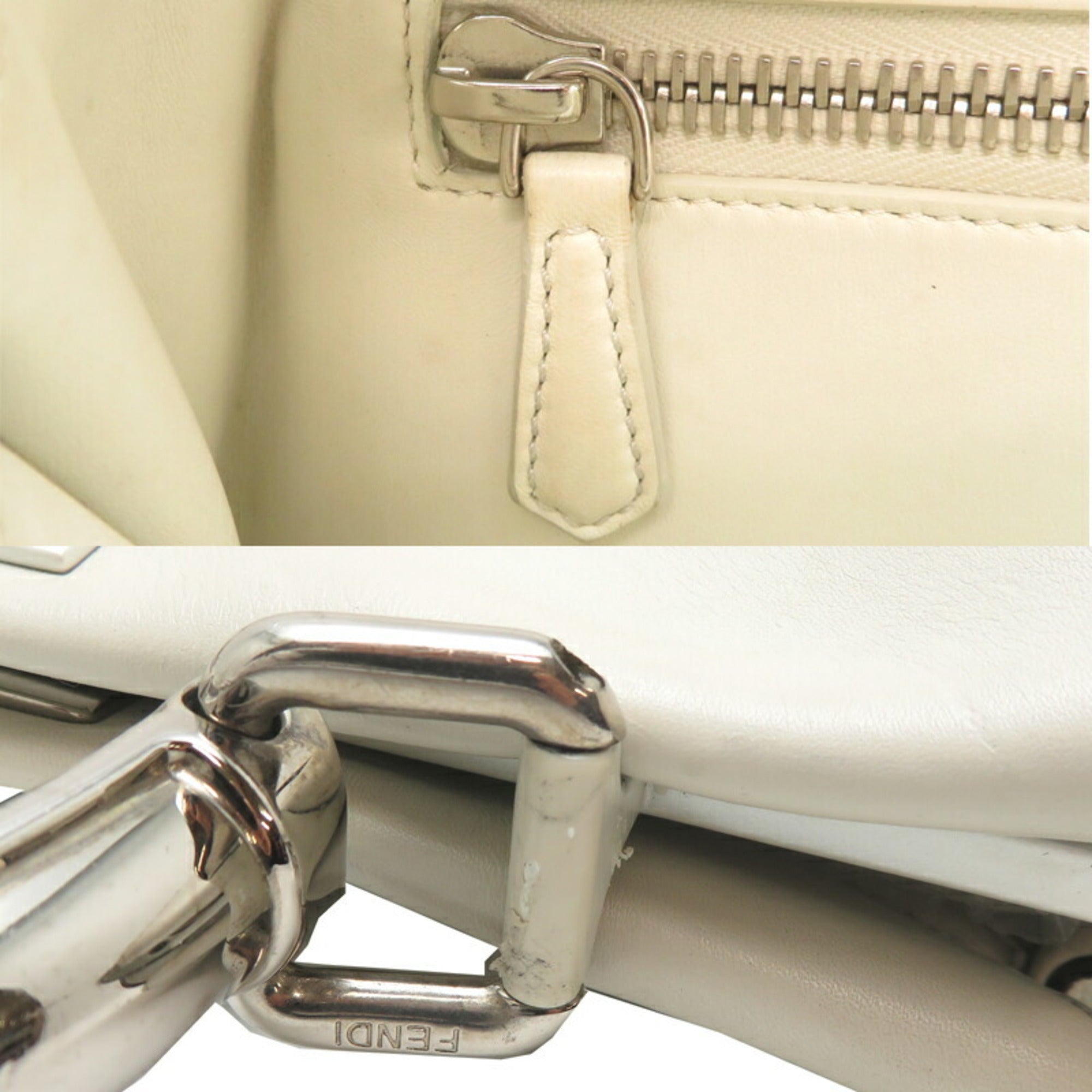 Fendi Peekaboo White Leather Handbag (Pre-Owned)