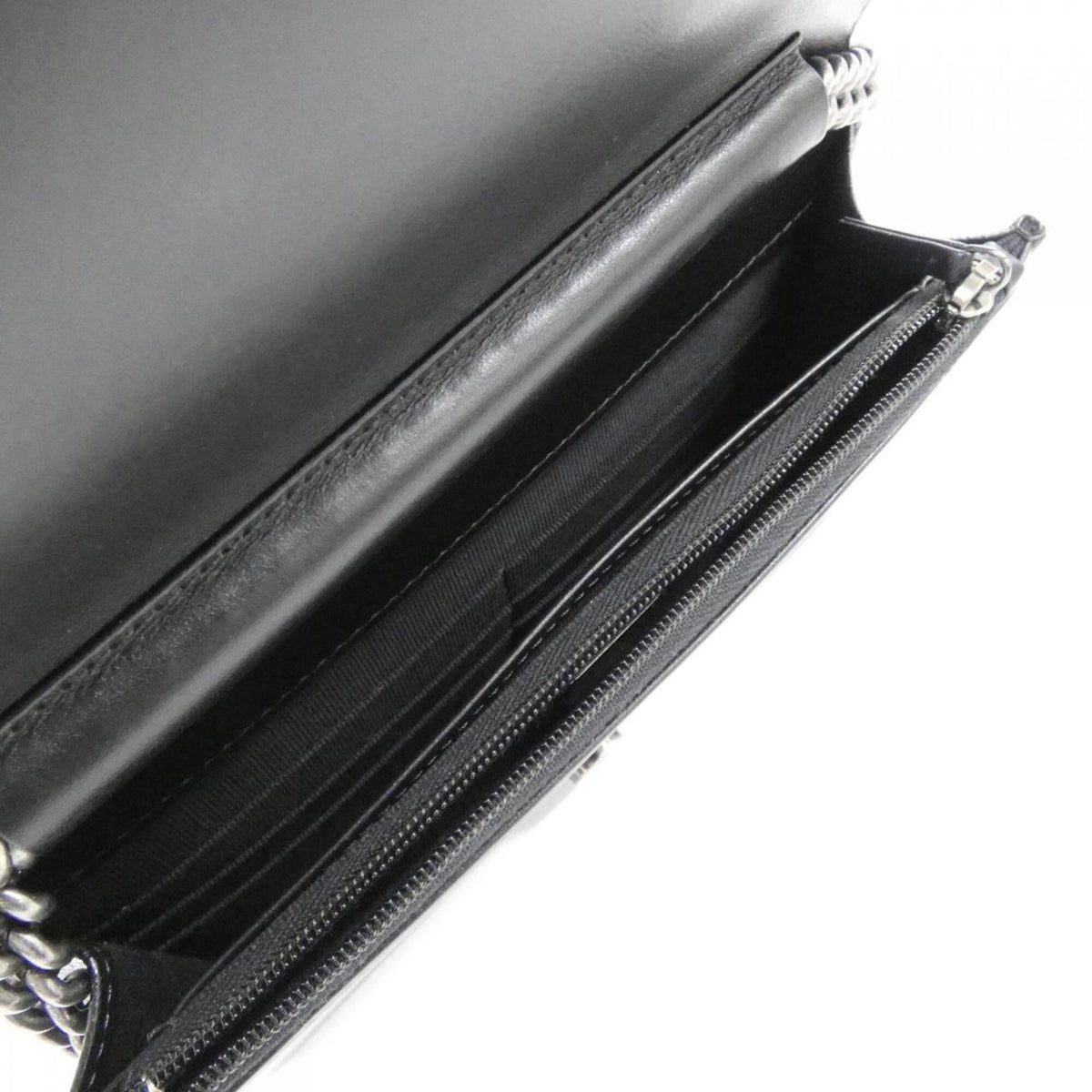 Chanel Black Grained Calfskin Chain/Shoulder Wallet (Pre-Owned)