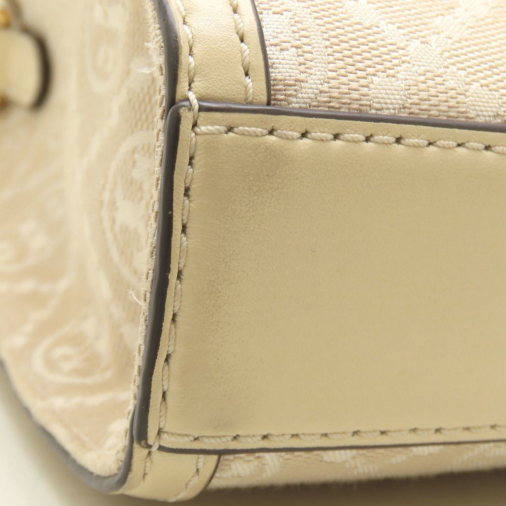 Tory Burch Brown Ivory Canvas Leather Shoulder Bag (Pre-Owned)