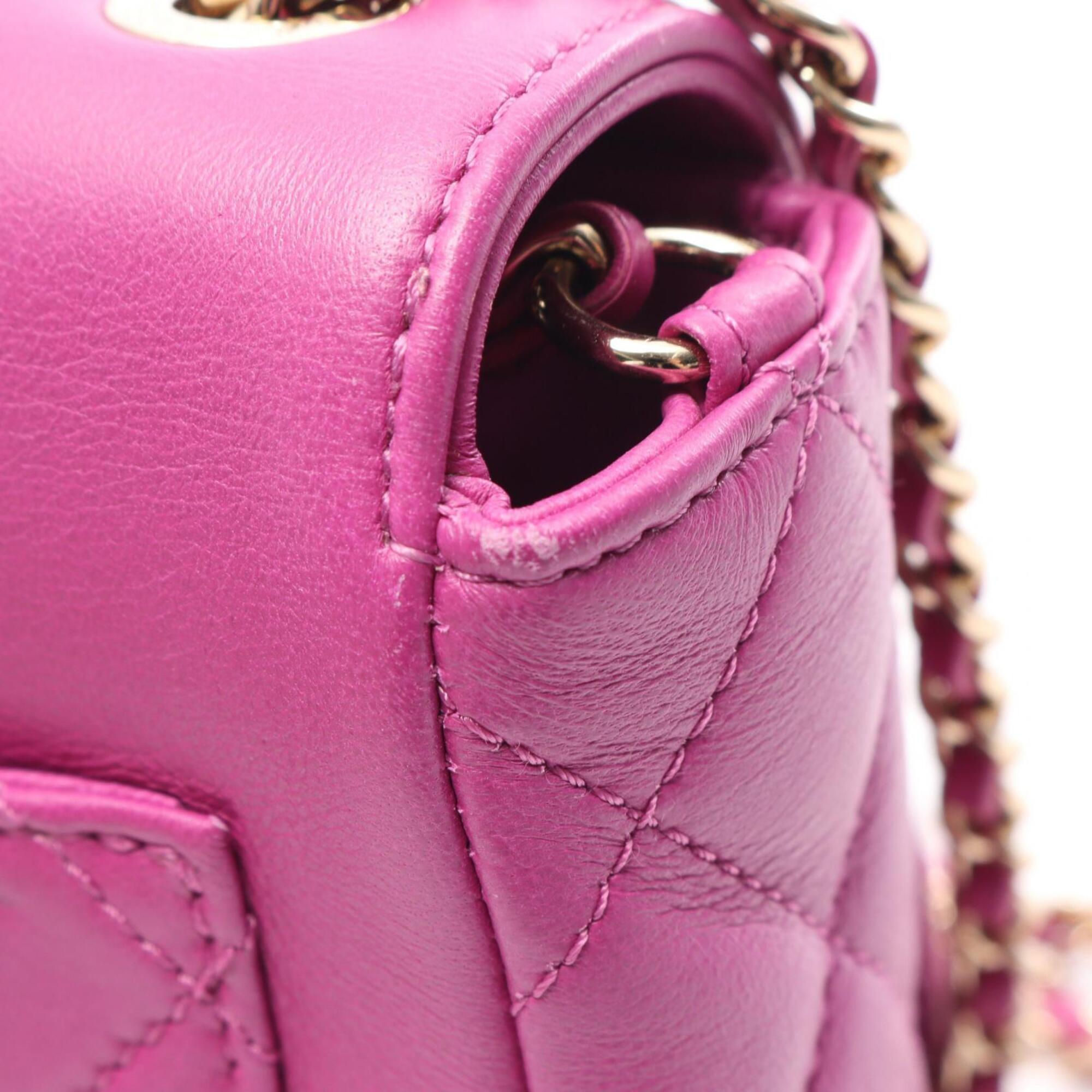 Chanel Purple Leather Handbag Shoulder Bag (Pre-Owned)