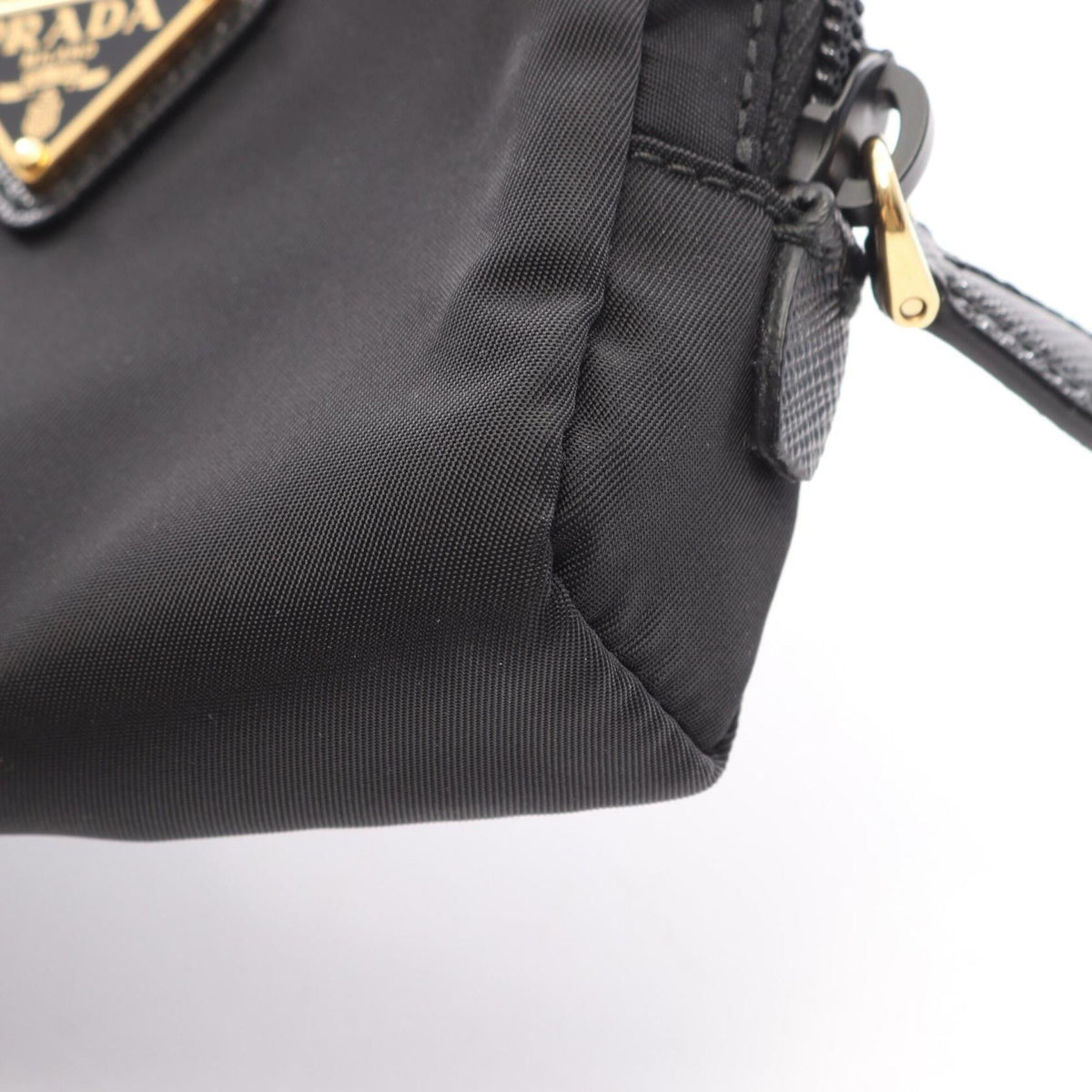 Prada Black Nylon Leather Handbag Pouch (Pre-Owned)