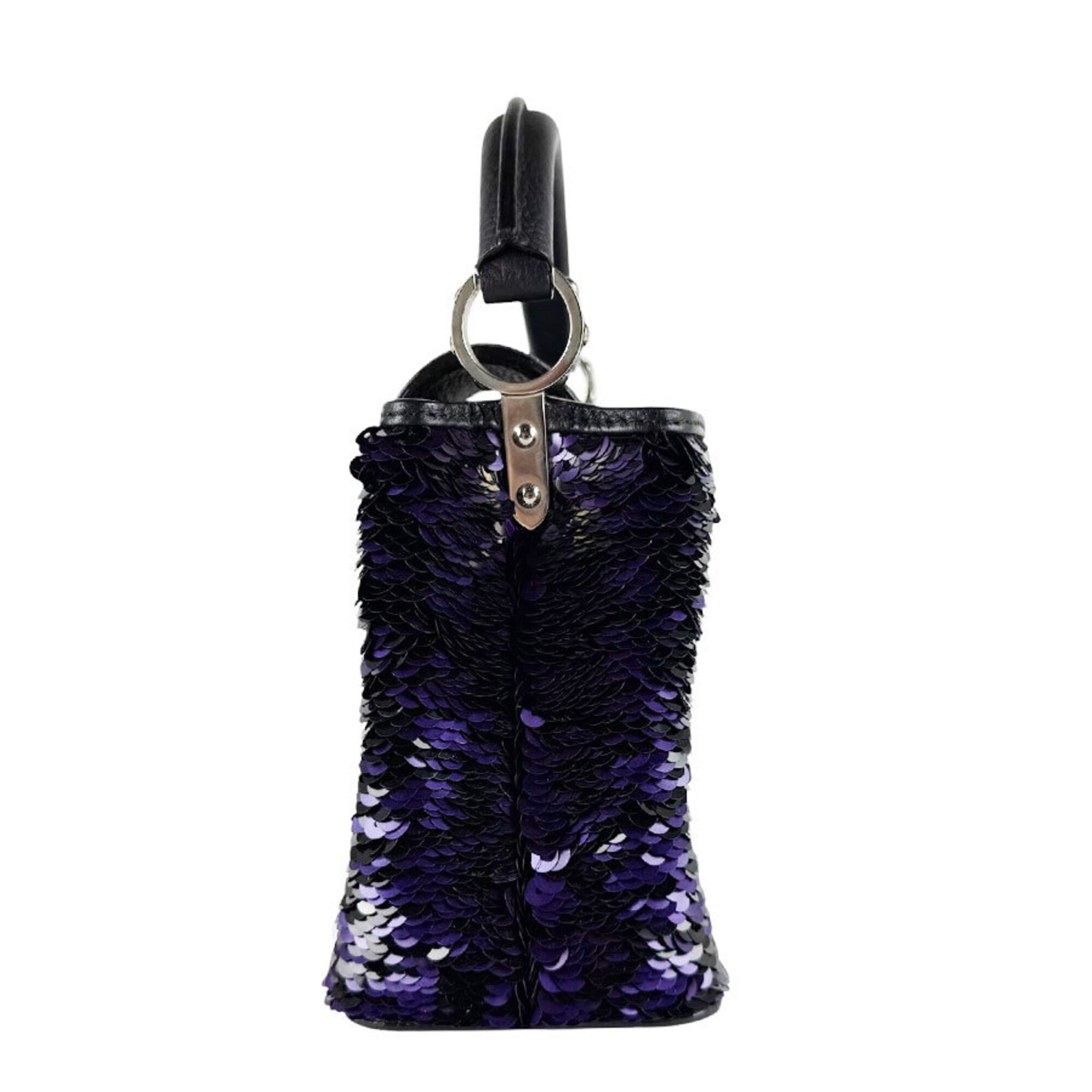Louis Vuitton Black Purple Spangles Leather Handbag Shoulder Bag (Pre-Owned)