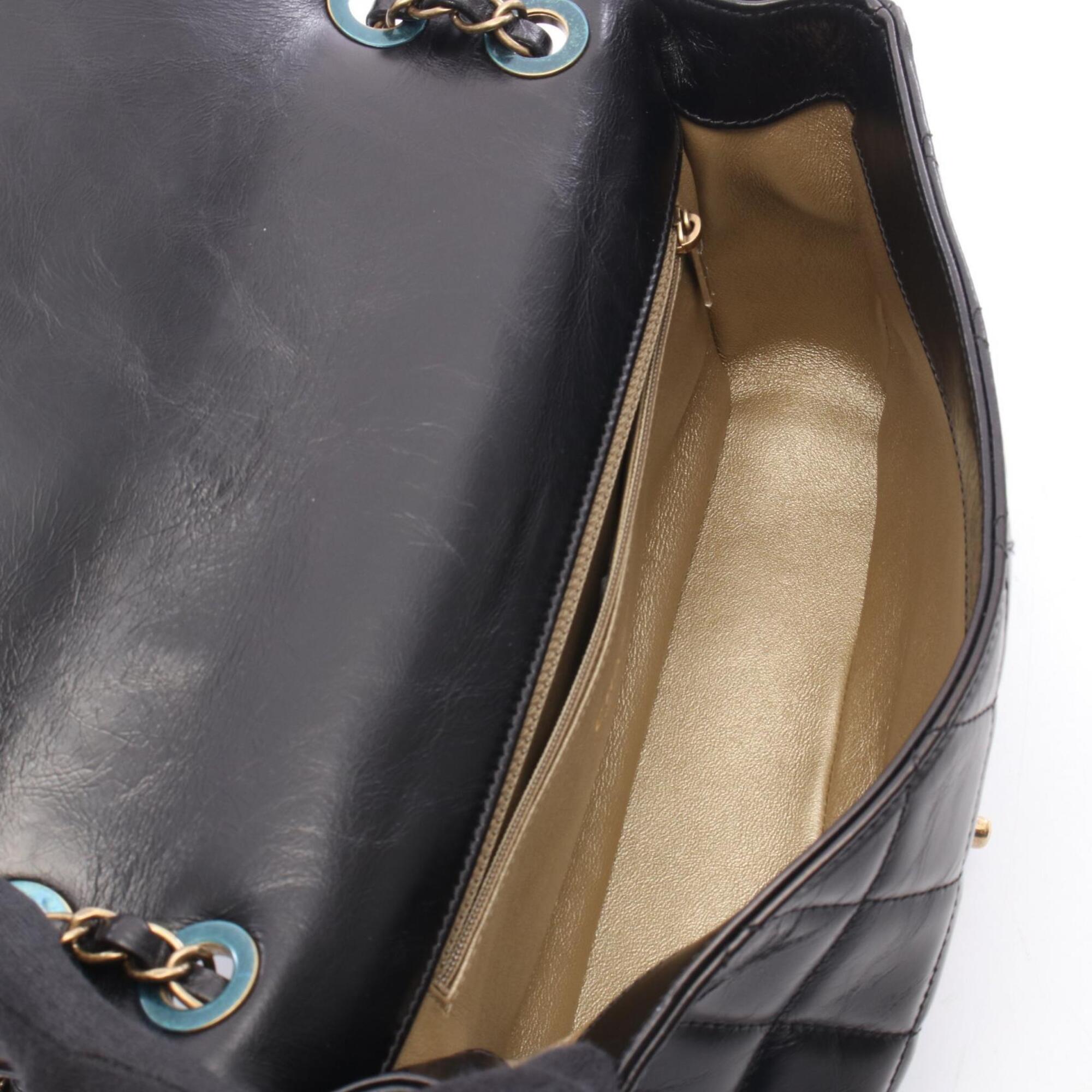 Chanel Matelasse Black Leather Handbag Shoulder Bag (Pre-Owned)