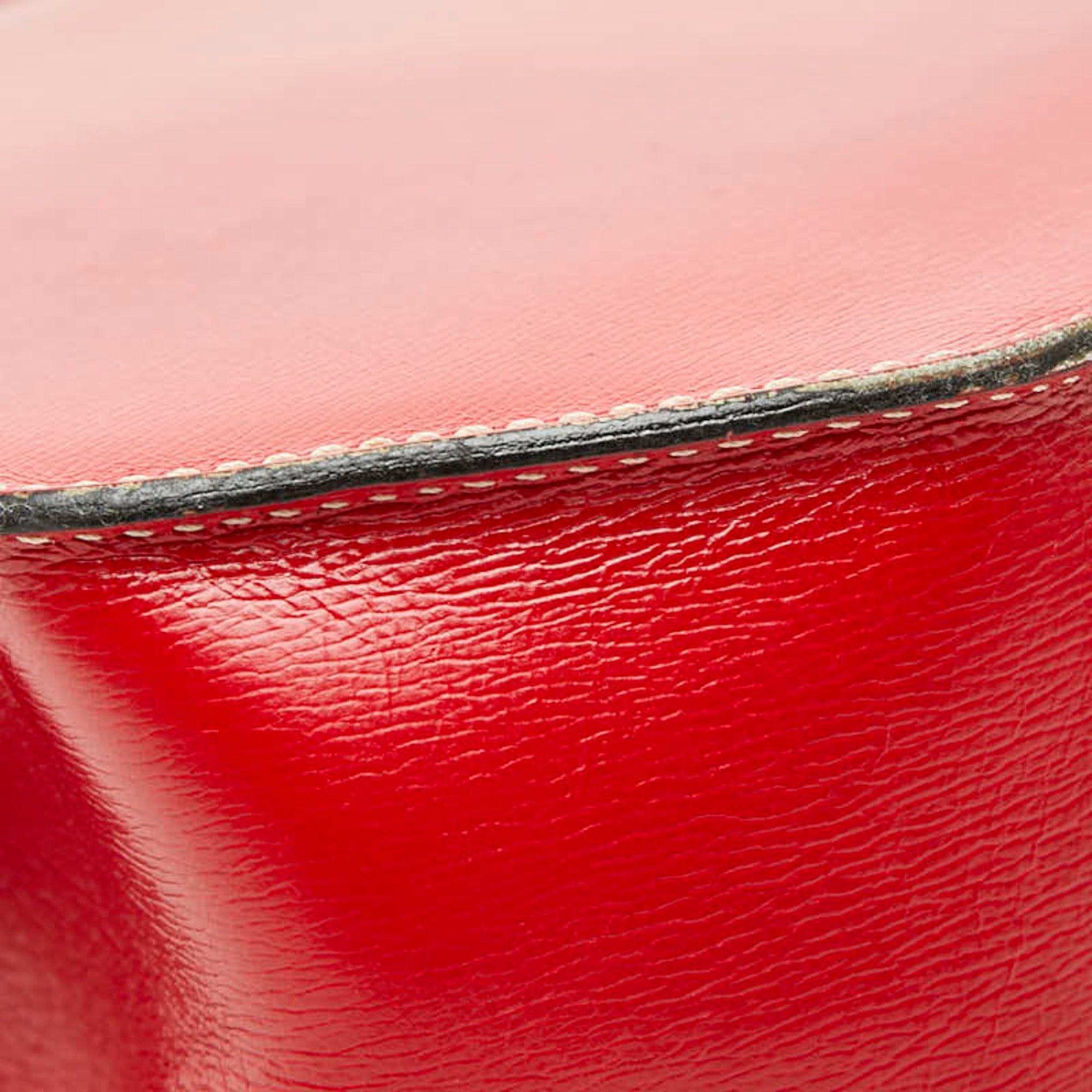 Christian Dior Red Color Leather Handbag Shoulder Bag (Pre-Owned)