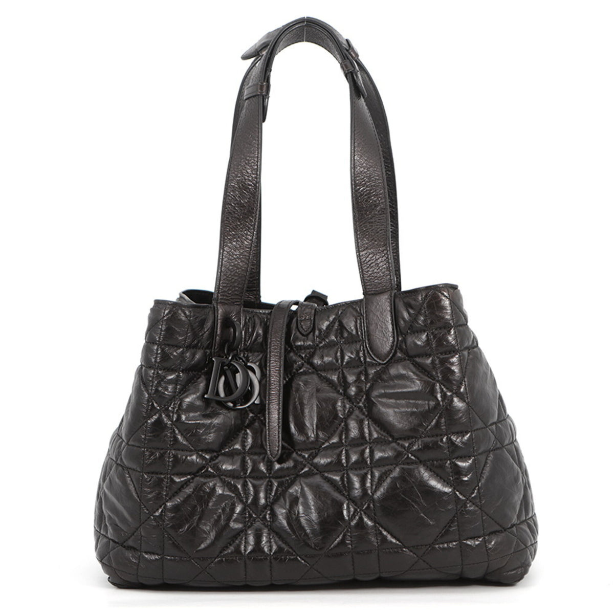Christian Dior Black Leather Handbag Pouch Tote Bag (Pre-Owned)