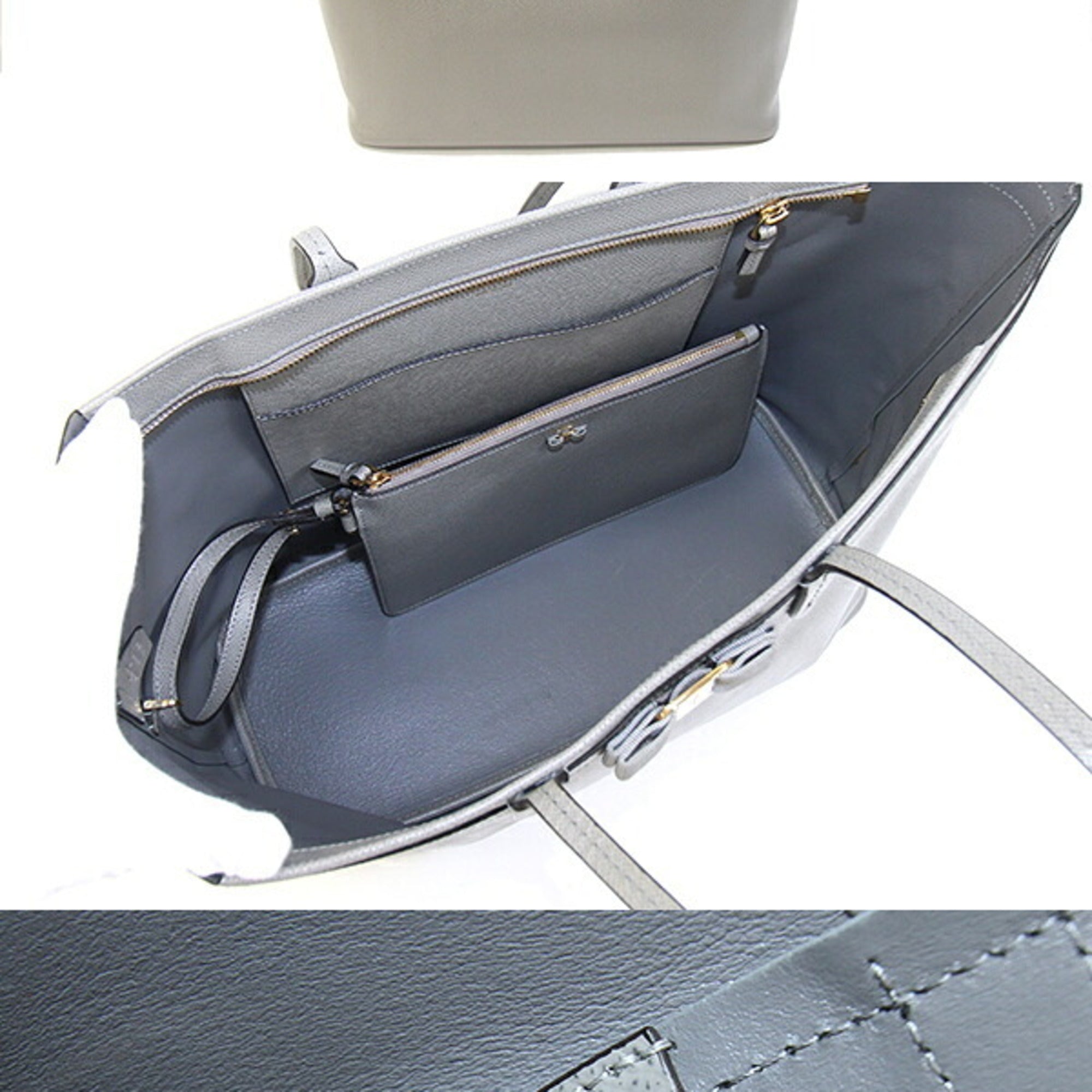 Salvatore Ferragamo Gray Leather Pouch Tote Bag (Pre-Owned)
