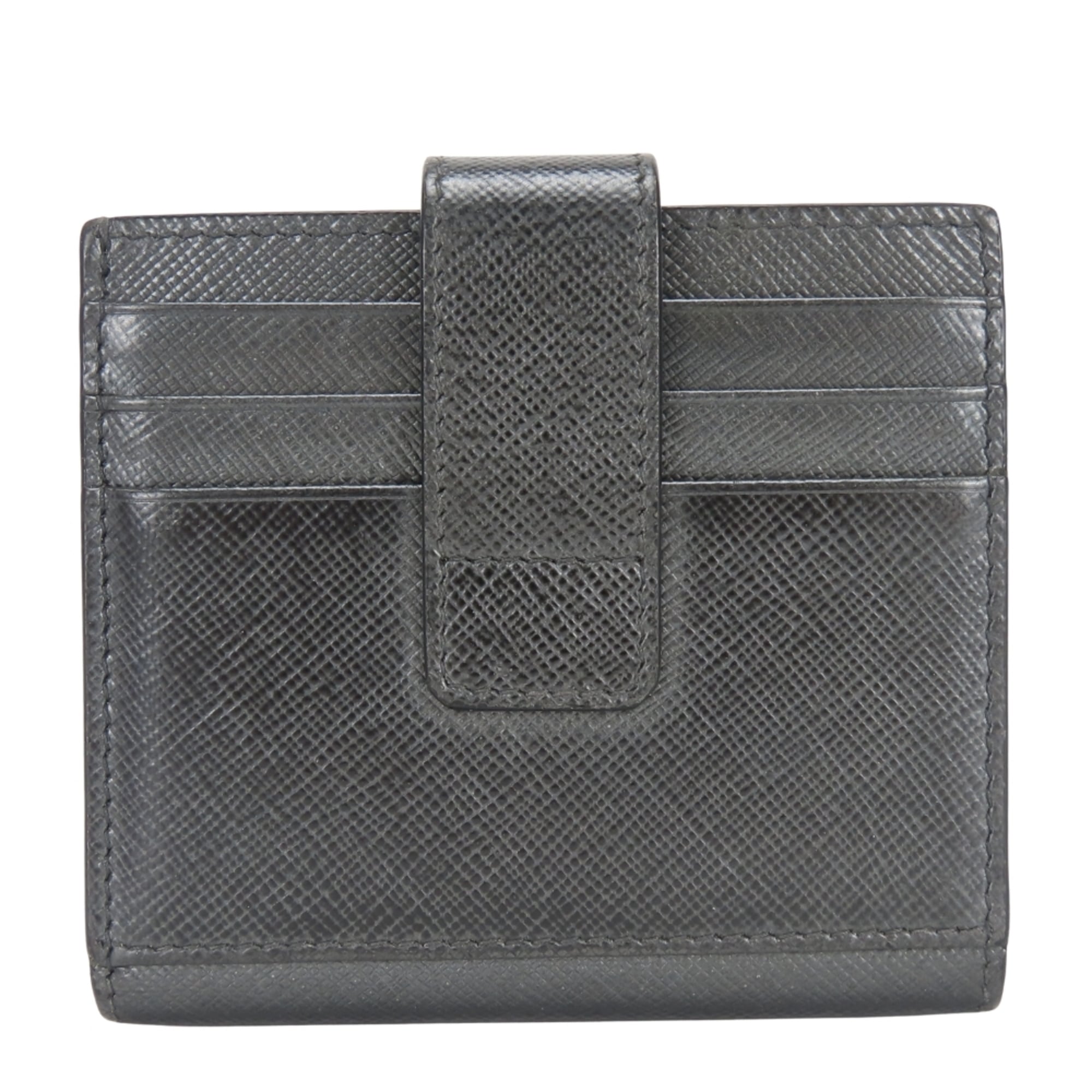 Prada Black Metallic Gray Leather Bill Wallet (Bi-Fold) (Pre-Owned)