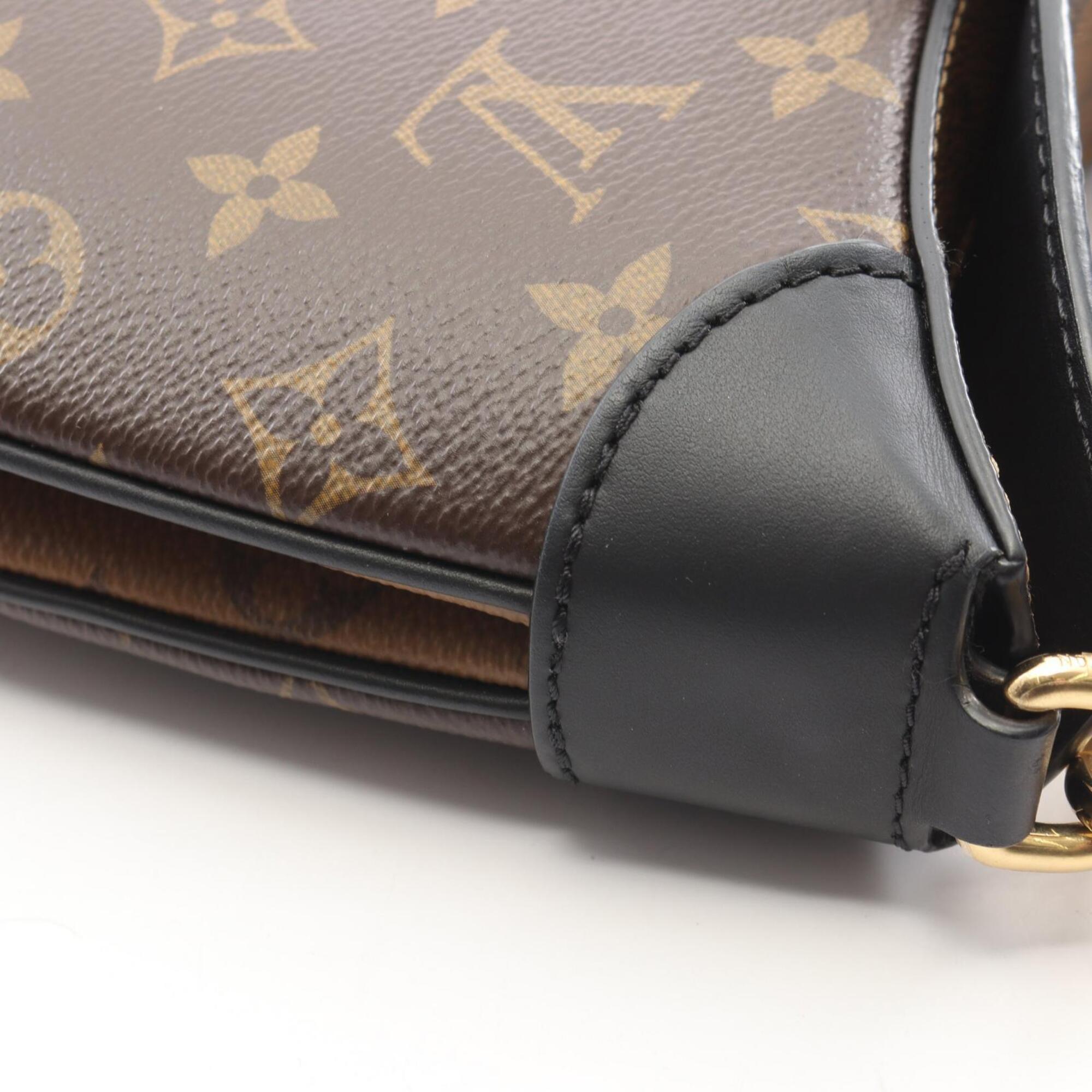 Louis Vuitton Brown Coated Canvas Leather Handbag Shoulder Bag (Pre-Owned)
