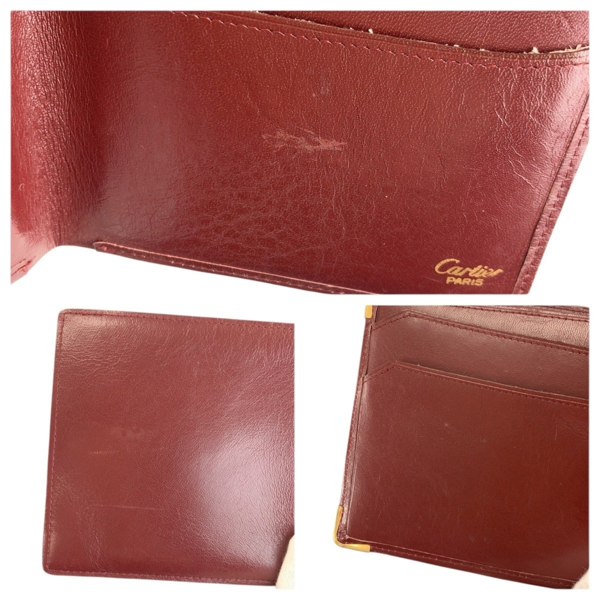 Cartier Bordeaux Leather Bill Wallet (Bi-Fold) (Pre-Owned)