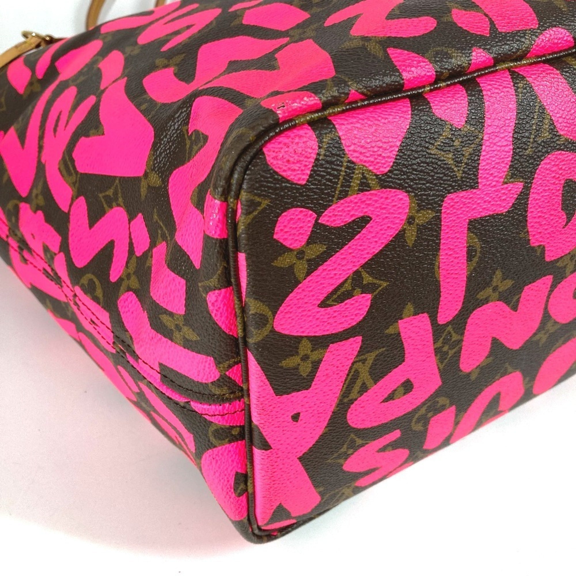 Louis Vuitton Fuchsia Pink Galle Pink Monogram Graffiti Shoulder Bag Tote Bag (Pre-Owned)