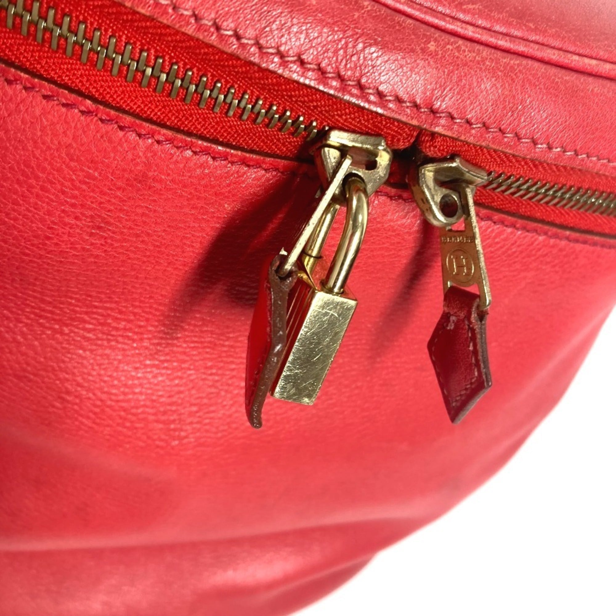 Hermes Intercity Red Color Leather Handbag Shoulder Bag Vanity Bag (Pre-Owned)