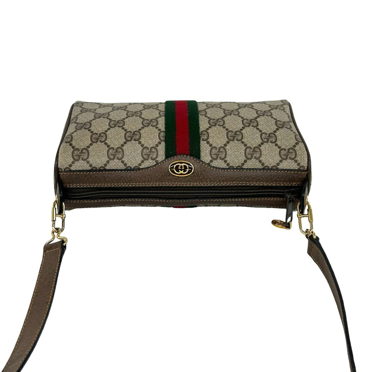 Gucci Brown Green Red Color Leather Pvc Pochette Shoulder Bag (Pre-Owned)