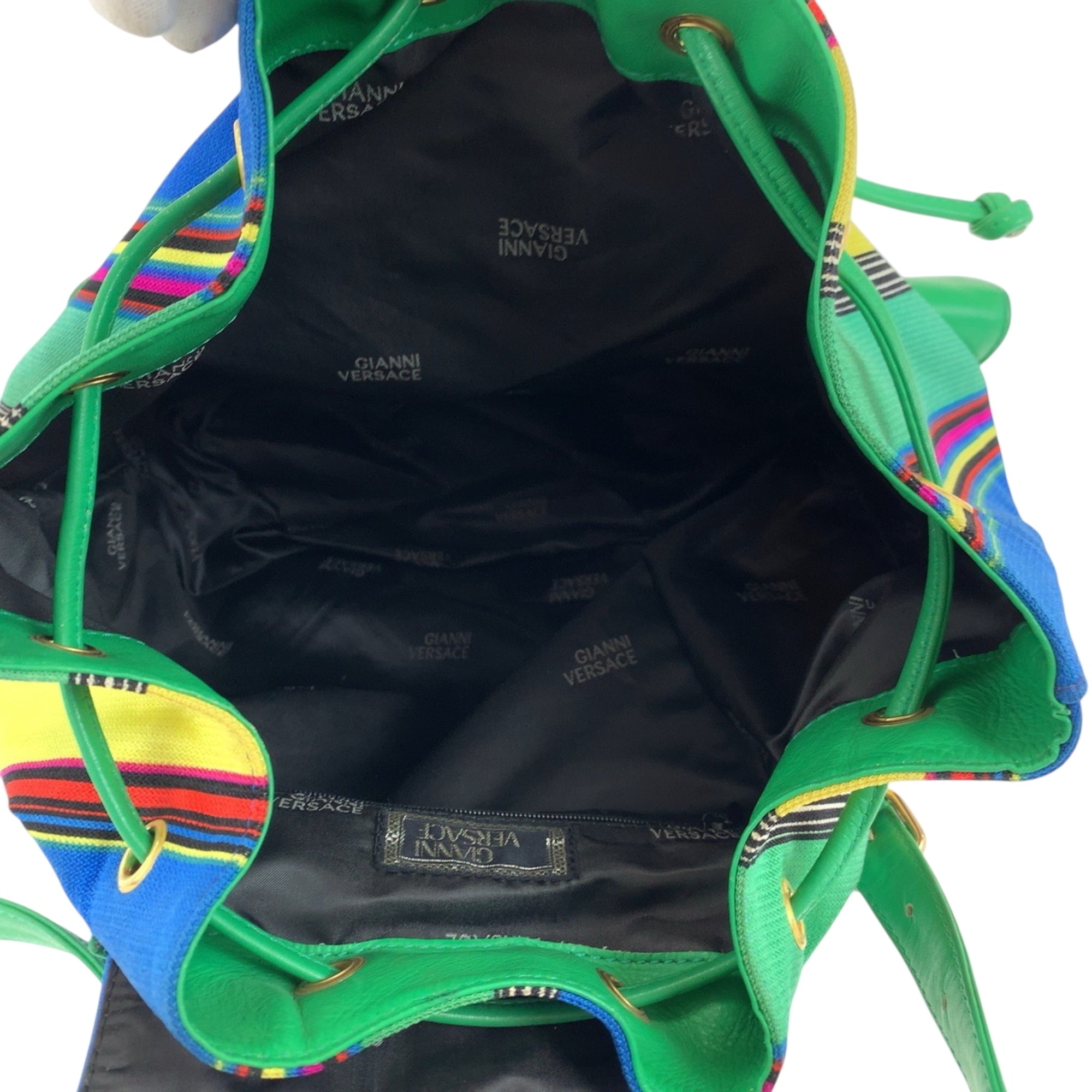 Versace Green Multi-Color Canvas Backpack (Pre-Owned)