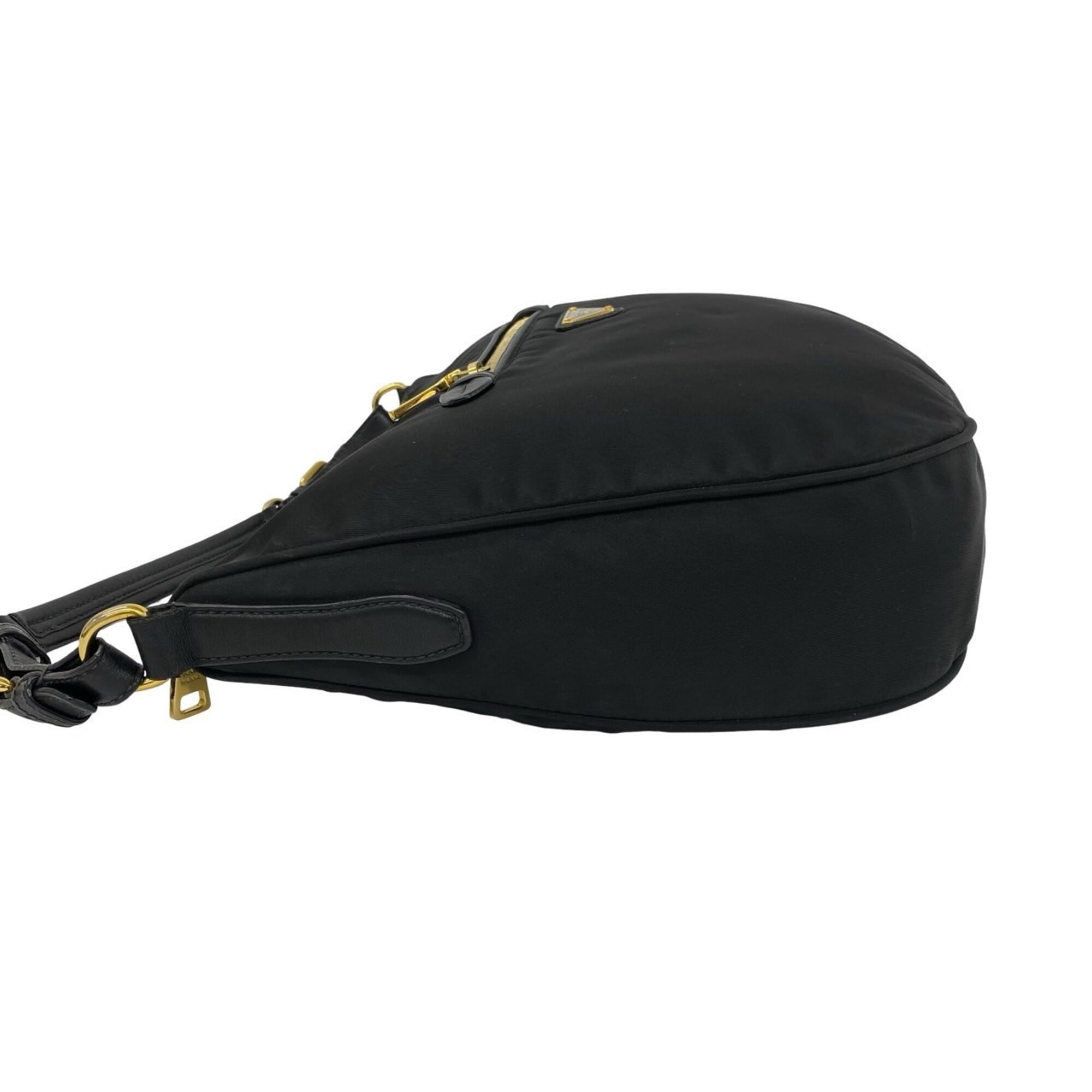 Prada Black Nylon Leather Handbag Shoulder Bag (Pre-Owned)
