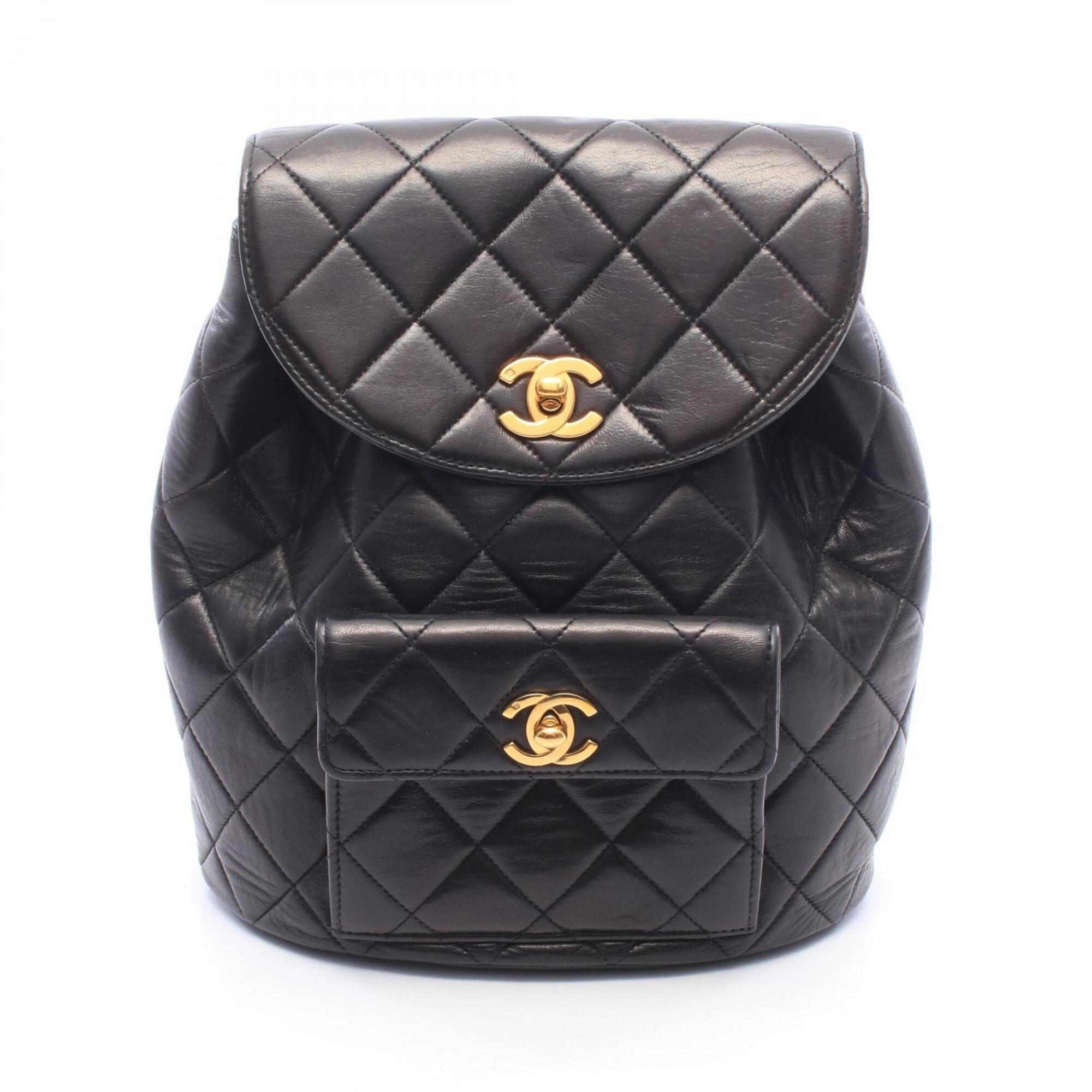 Chanel Black Leather Backpack Handbag (Pre-Owned)