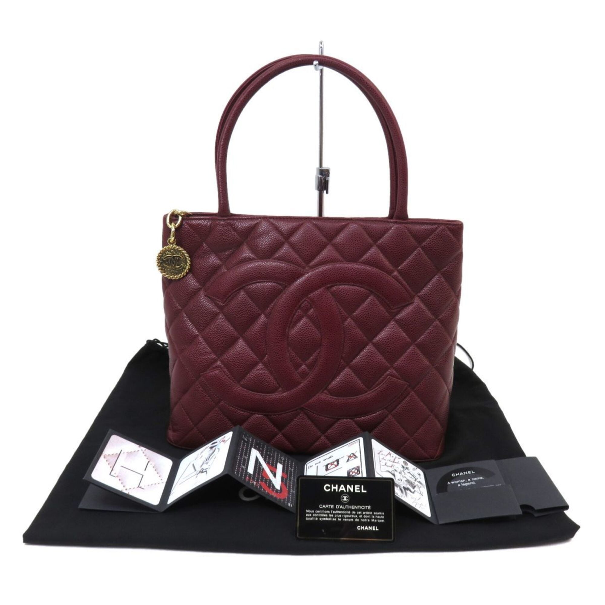 Chanel Bordeaux Grained Calfskin Handbag Tote Bag (Pre-Owned)