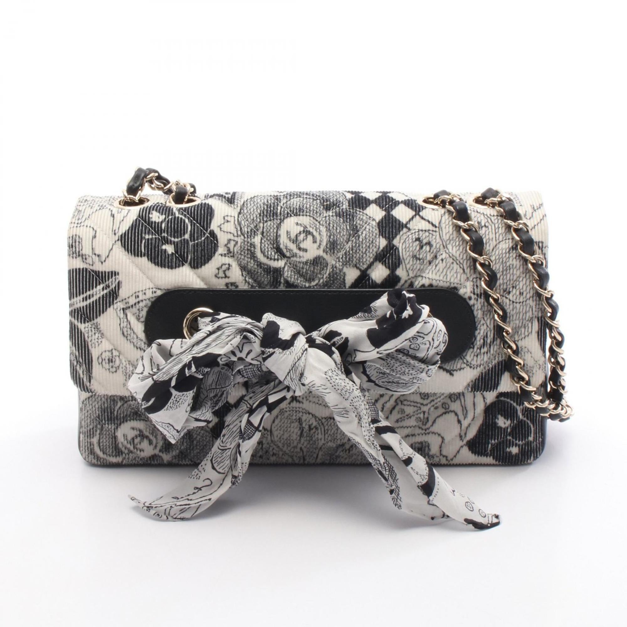 Chanel Black White Leather Cord Shoulder Bag (Pre-Owned)