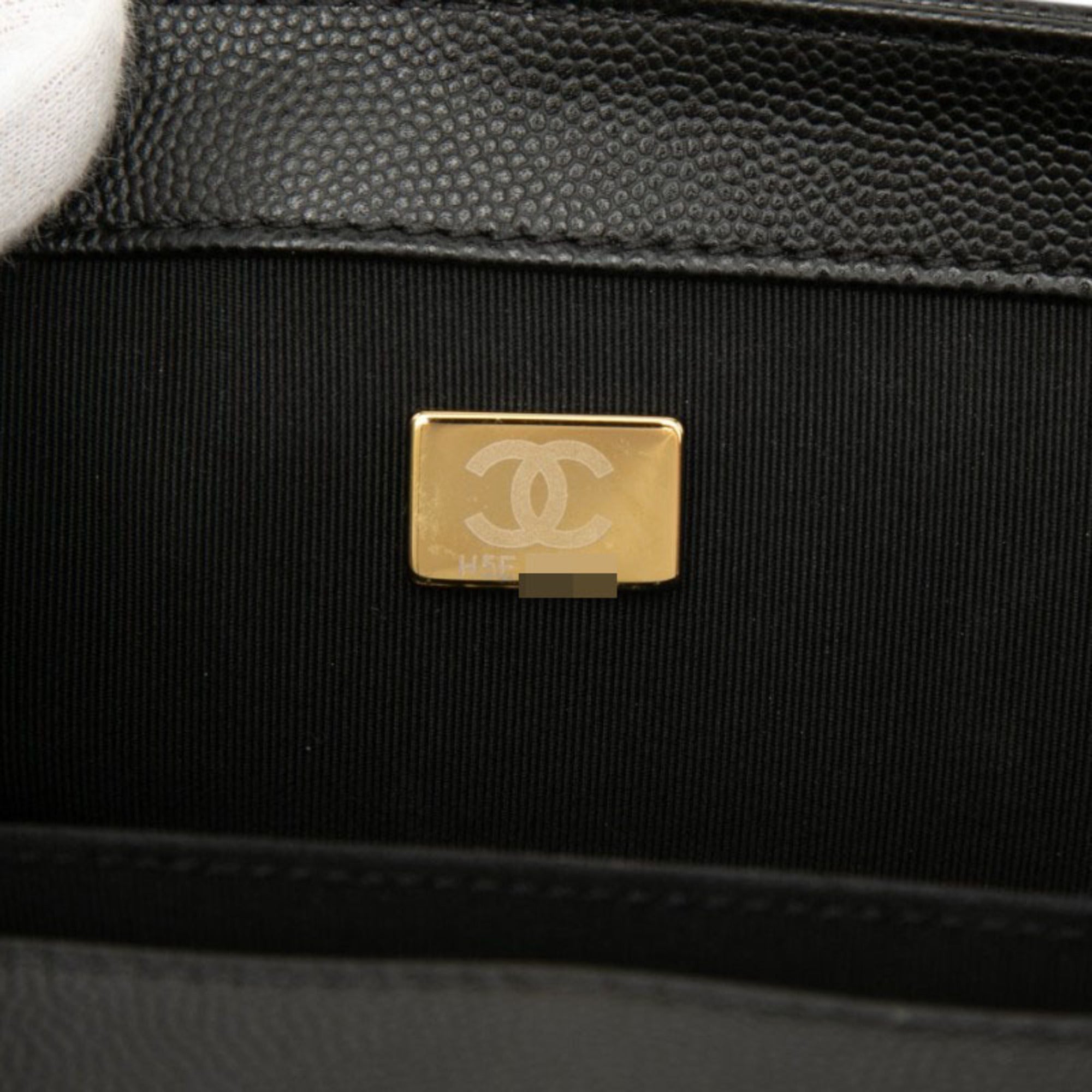 Chanel Black Gold Grained Calfskin Shoulder Bag (Pre-Owned)