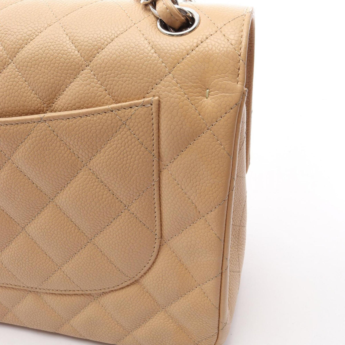 Chanel Beige Grained Calfskin Handbag Shoulder Bag (Pre-Owned)