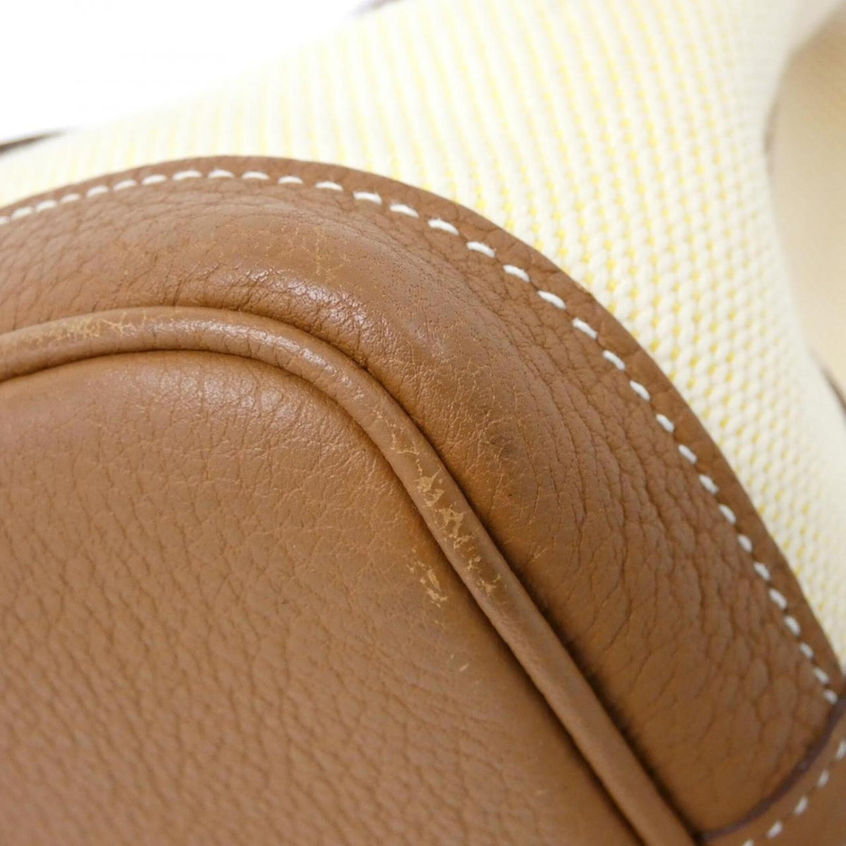 Hermes Ecru Yellow Toile H Negonda Leather Handbag (Pre-Owned)