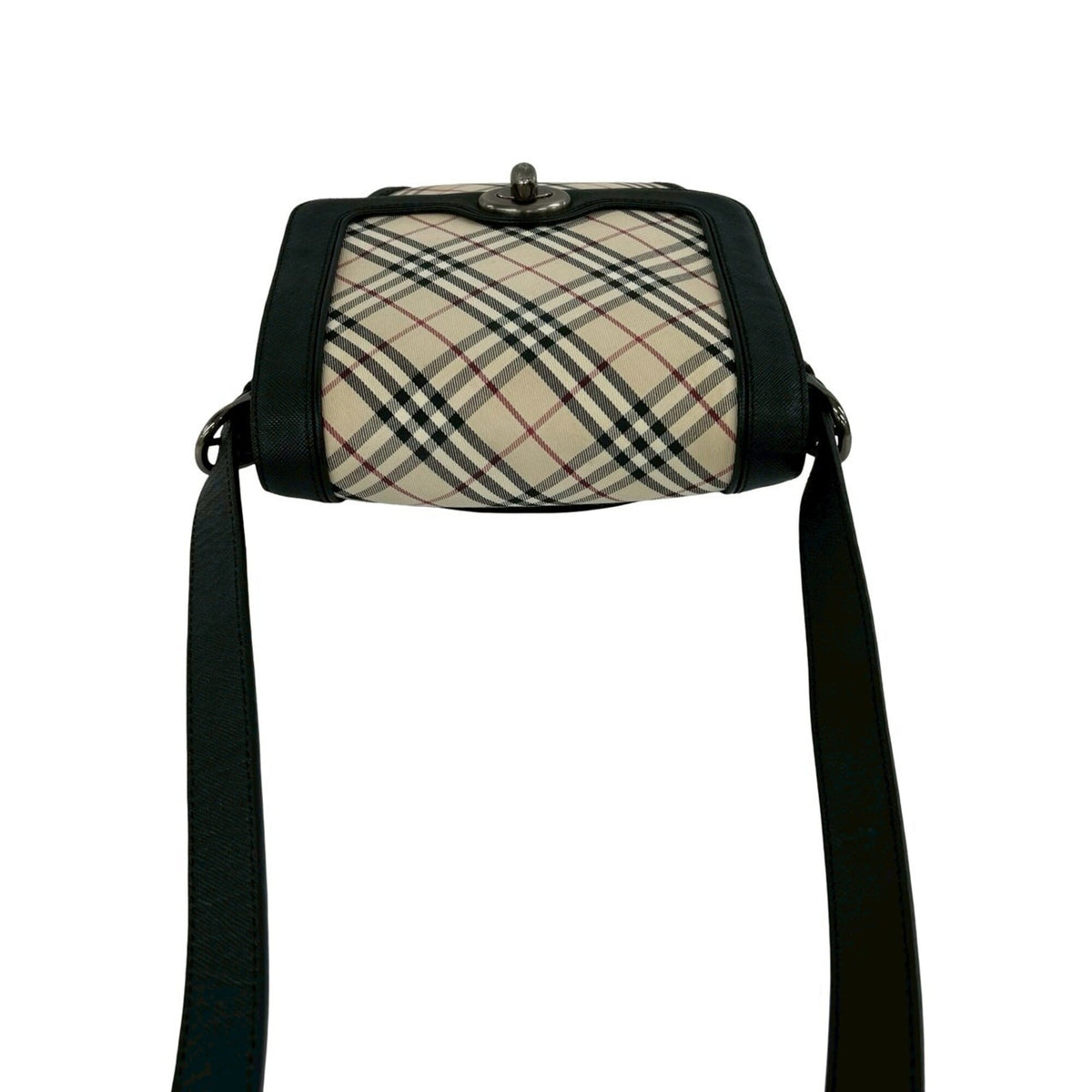 Burberry Beige Black Canvas Leather Shoulder Bag (Pre-Owned)