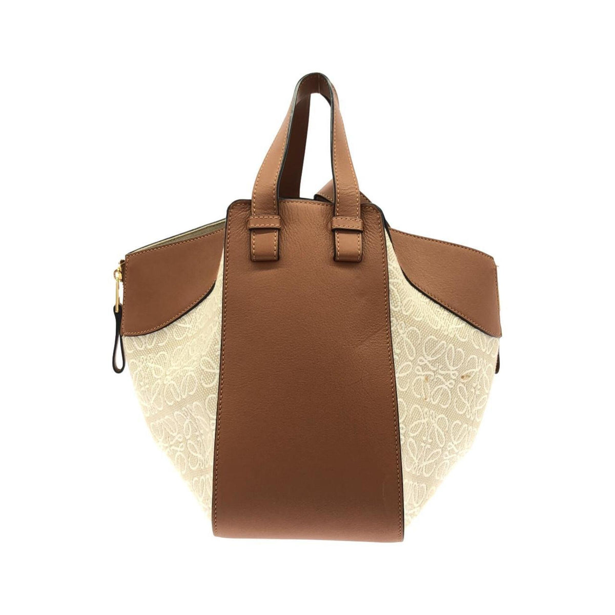 Loewe Beige Gold Canvas Leather Jacquard Shoulder Bag (Pre-Owned)