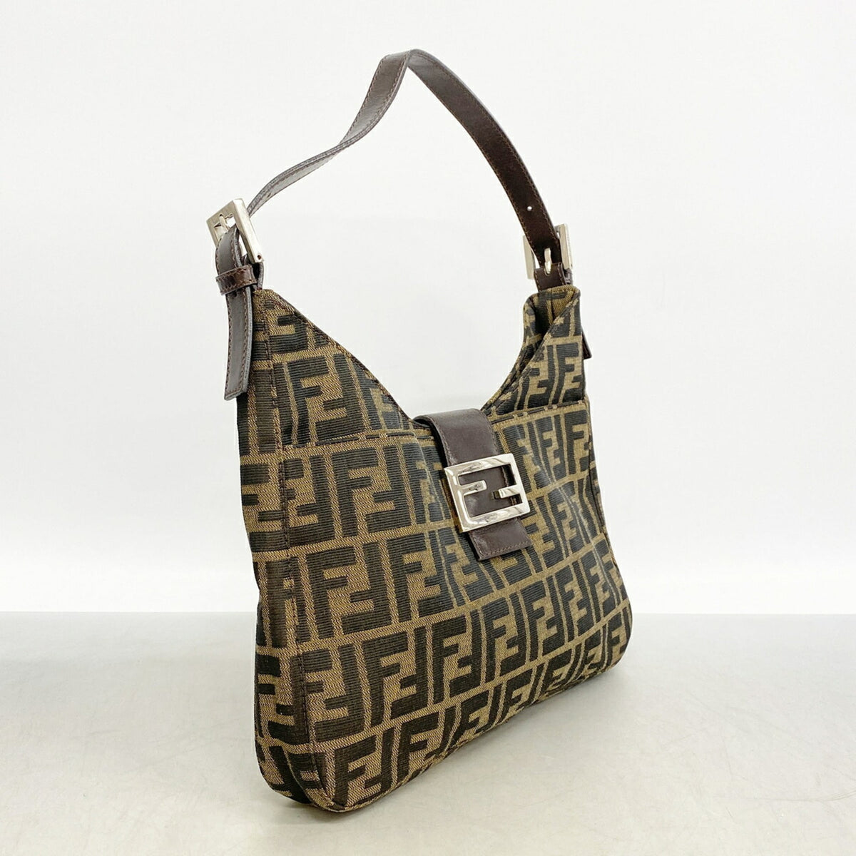 Fendi Brown Nylon Canvas Shoulder Bag (Pre-Owned)