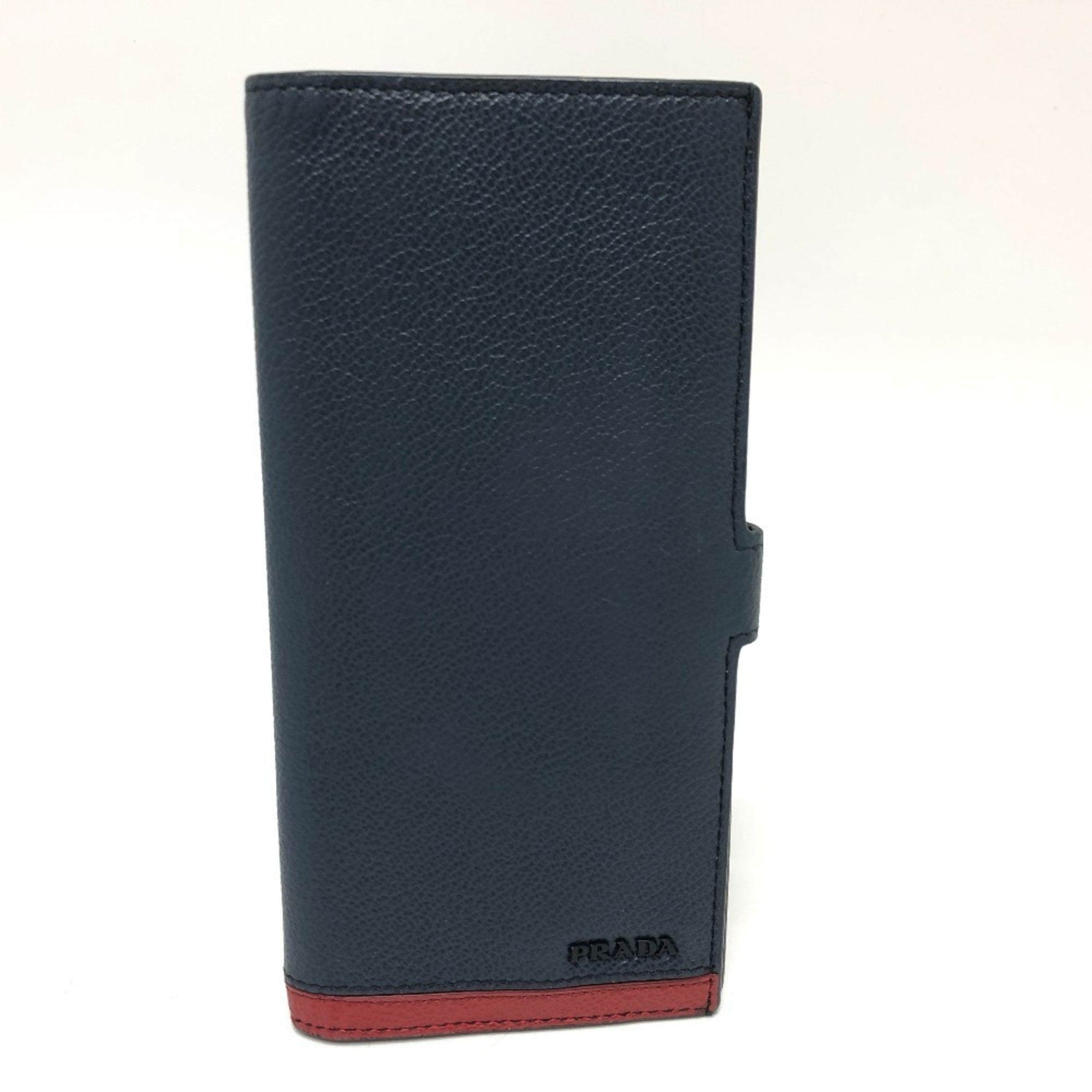 Prada Blue Leather Long Wallet (Bi-Fold) (Pre-Owned)