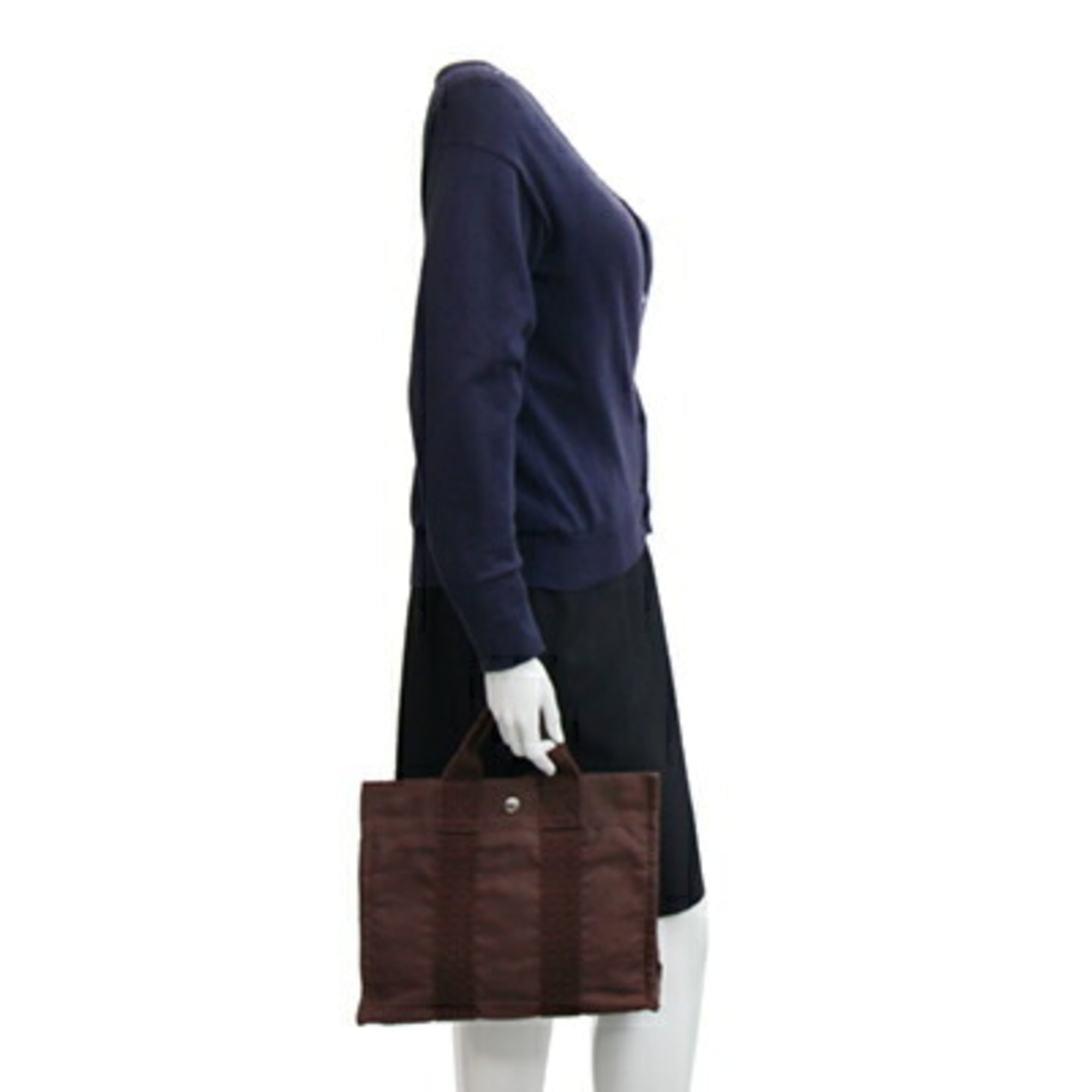 Hermes Brown Canvas Handbag (Pre-Owned)
