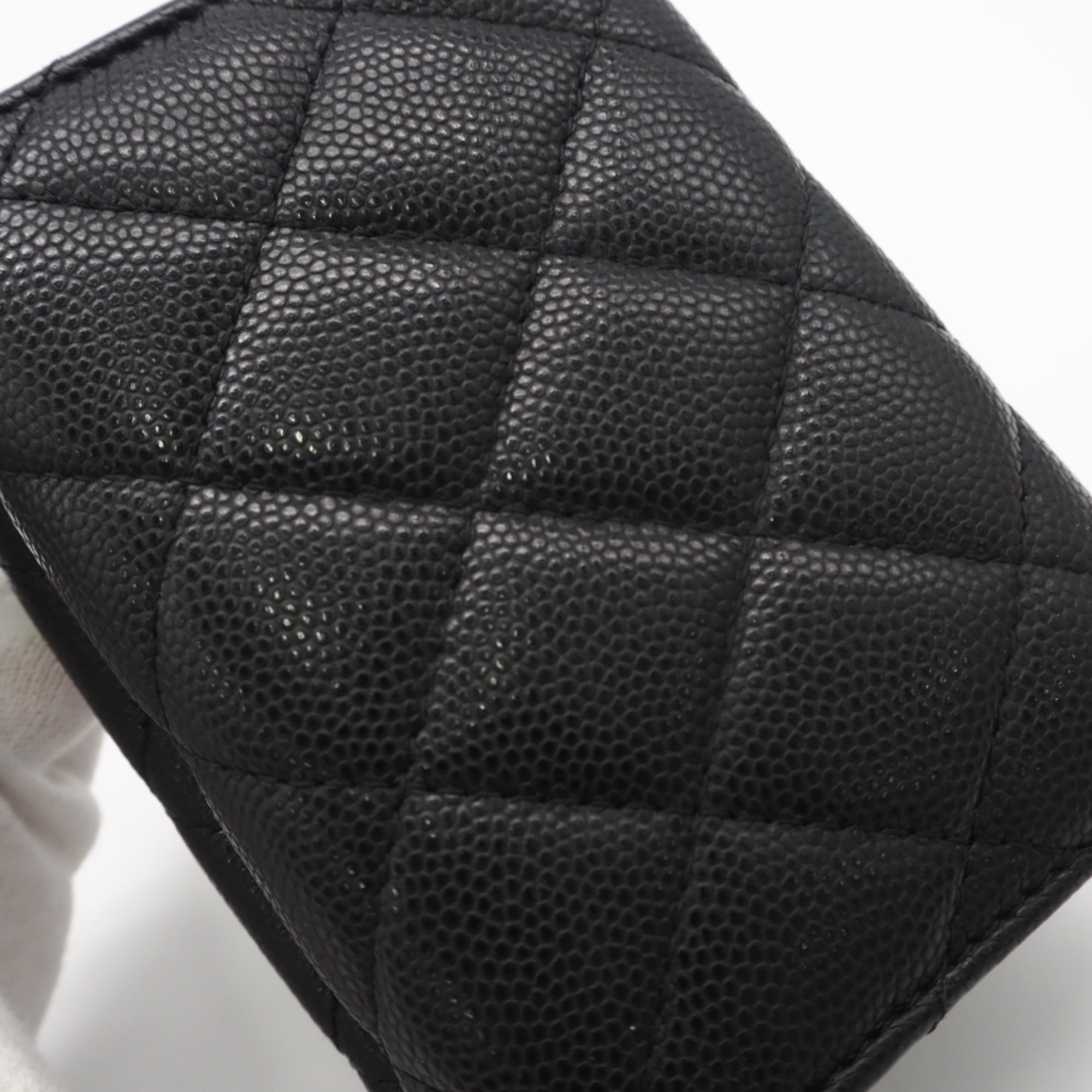 Chanel Black Grained Calfskin Wallet (Tri-Fold) (Pre-Owned)