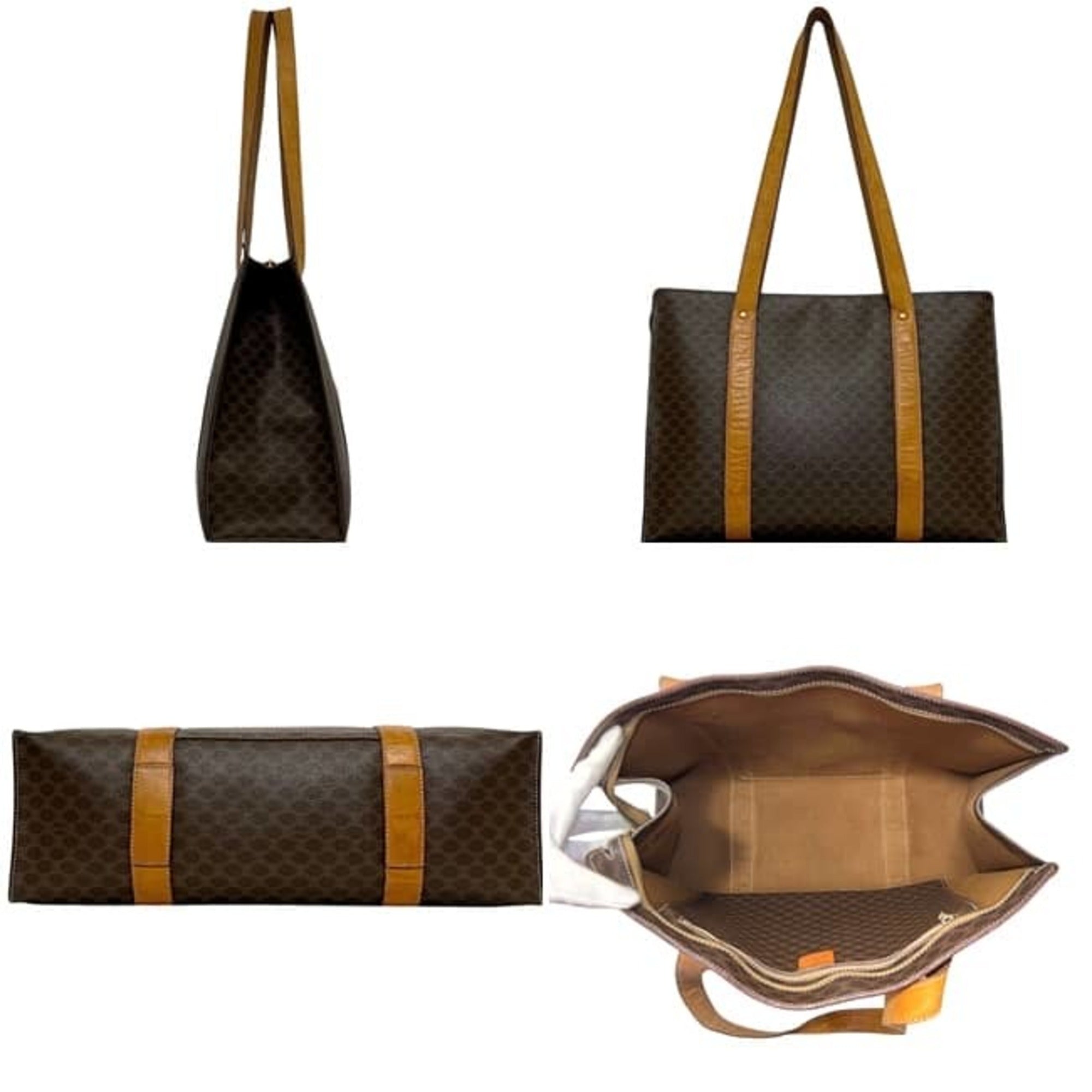 Celine Macadam Brown Pvc Leather Tote Bag (Pre-Owned)