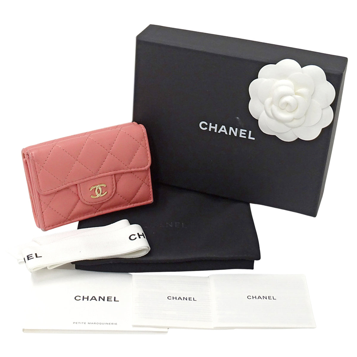Chanel Pink Leather Wallet (Tri-Fold) (Pre-Owned)