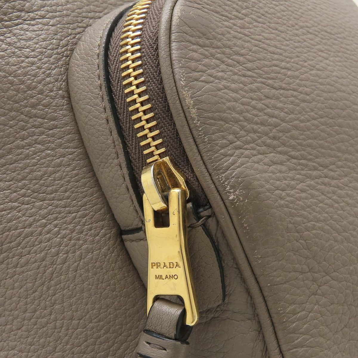 Prada Gray Grayish Leather Backpack (Pre-Owned)