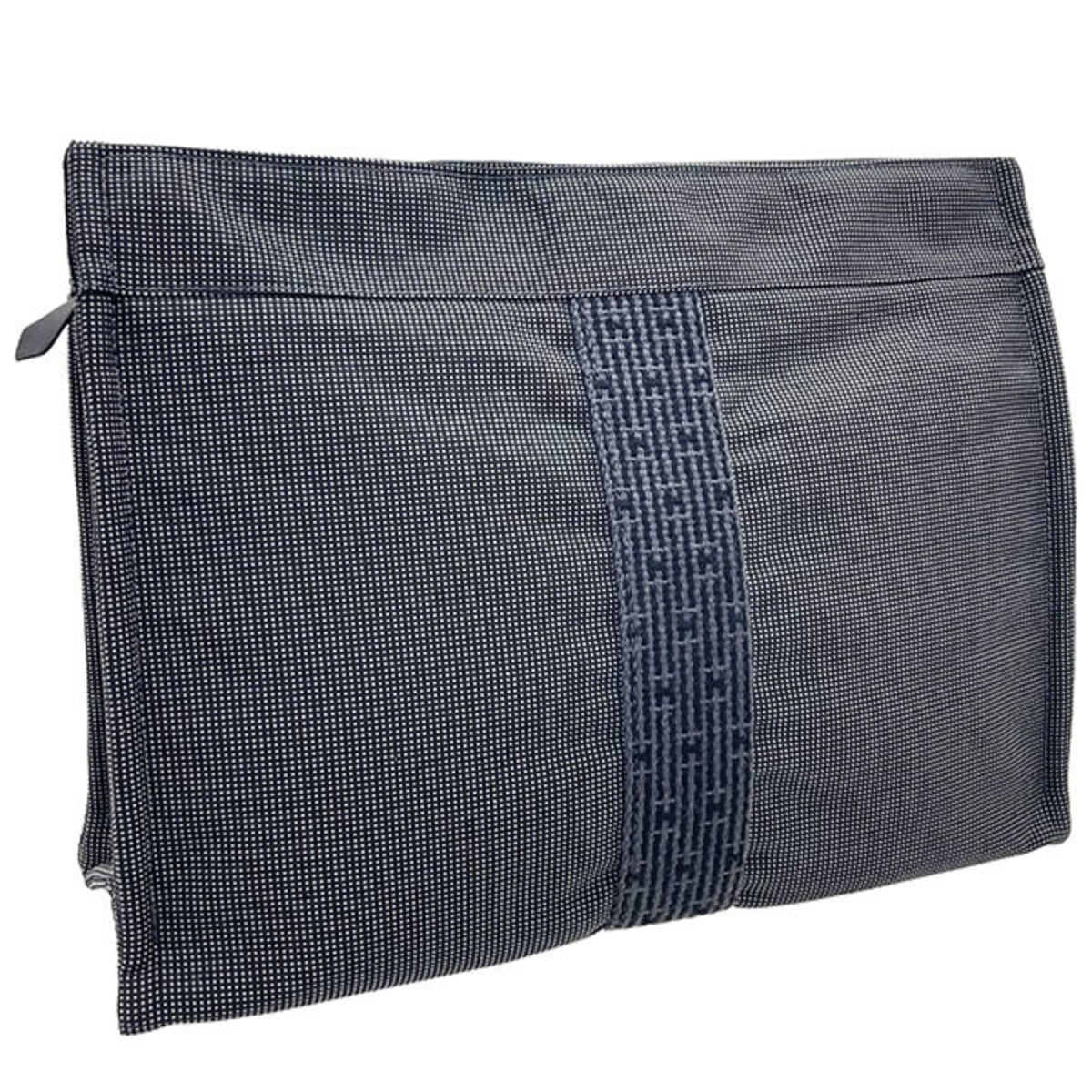Hermes Gray Nylon Canvas Pouch (Pre-Owned)