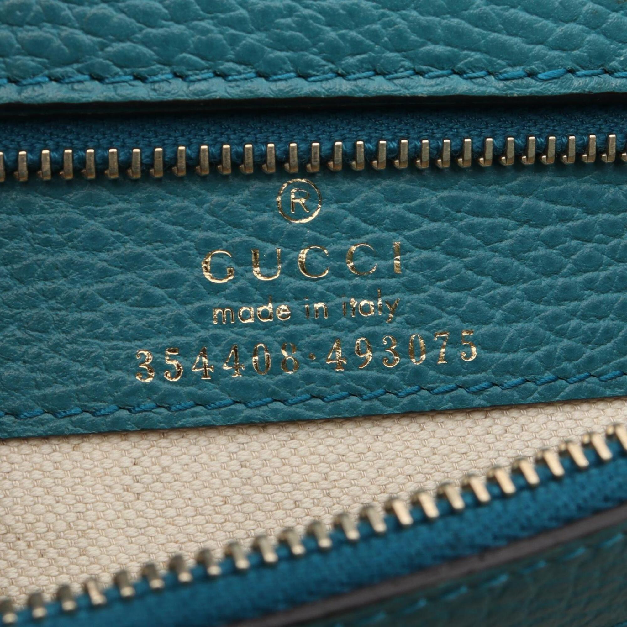 Gucci Navy Leather Handbag Tote Bag (Pre-Owned)