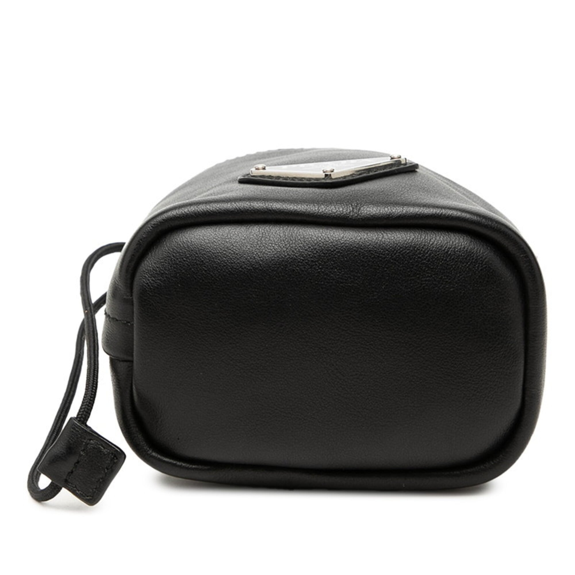 Prada Black Leather Nylon Handbag Pouch (Pre-Owned)