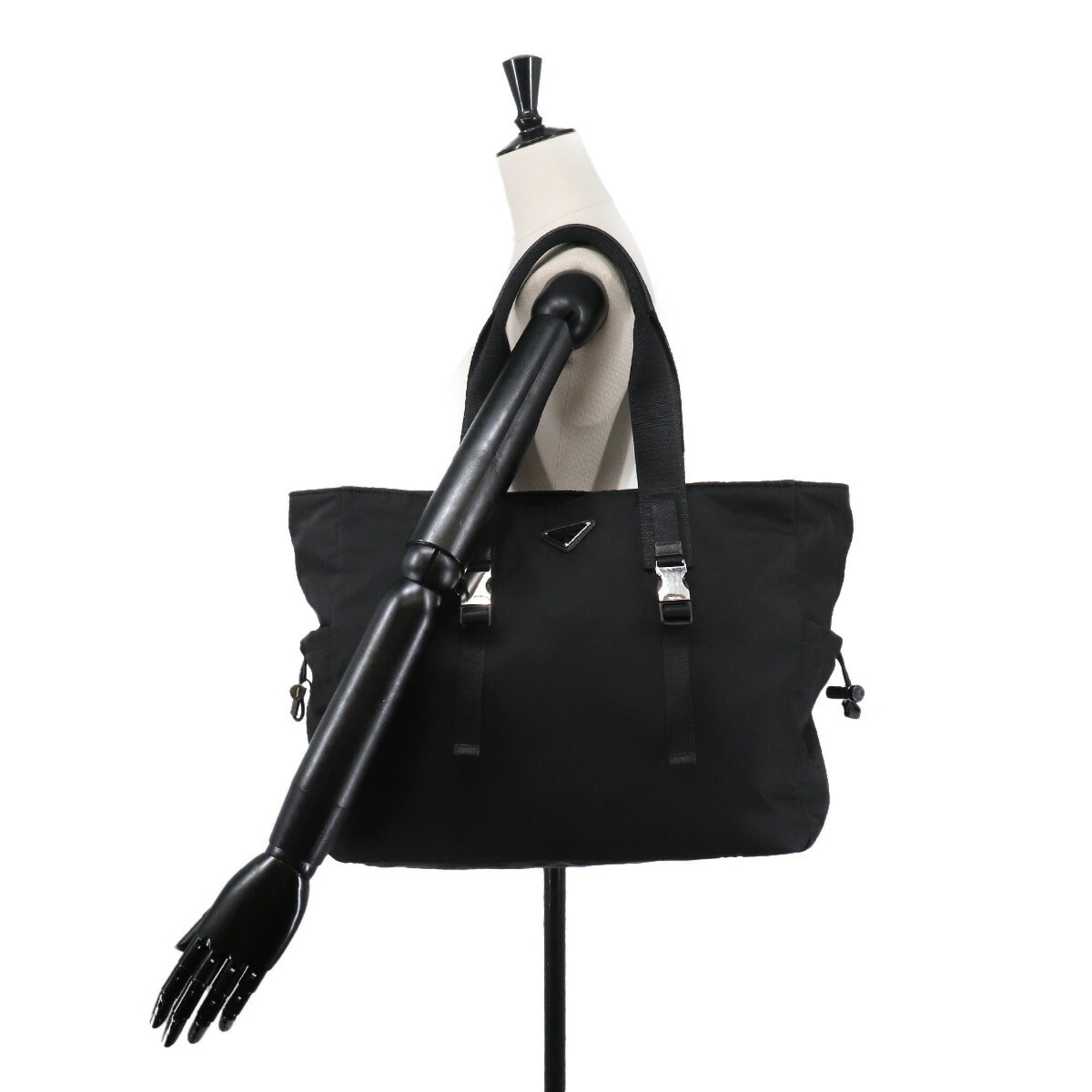 Prada Black Nero Nylon Saffiano Triangle Handbag Tote Bag (Pre-Owned)