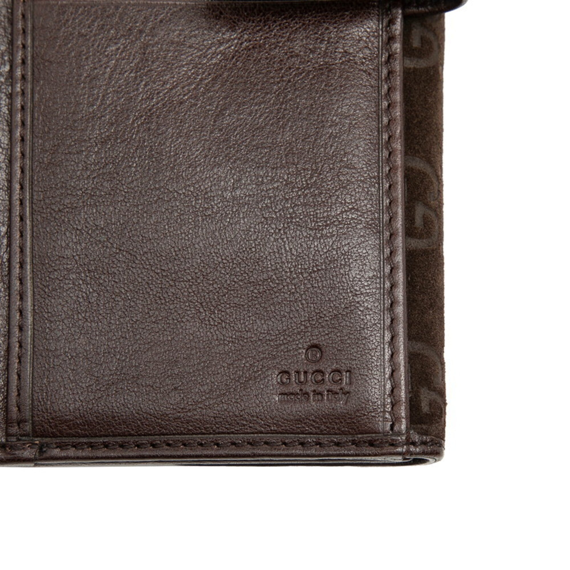 Gucci Brown Suede Leather Long Wallet (Bi-Fold) (Pre-Owned)