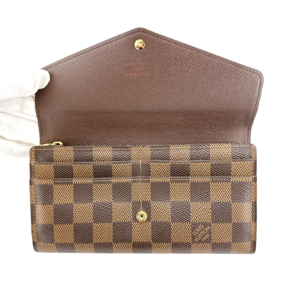 Louis Vuitton Brown Ebene Damier Canvas Long Wallet (Tri-Fold) (Pre-Owned)