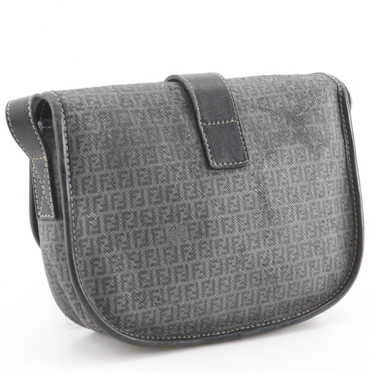 Fendi Zucchino Gray Zucchino Pochette Shoulder Bag (Pre-Owned)