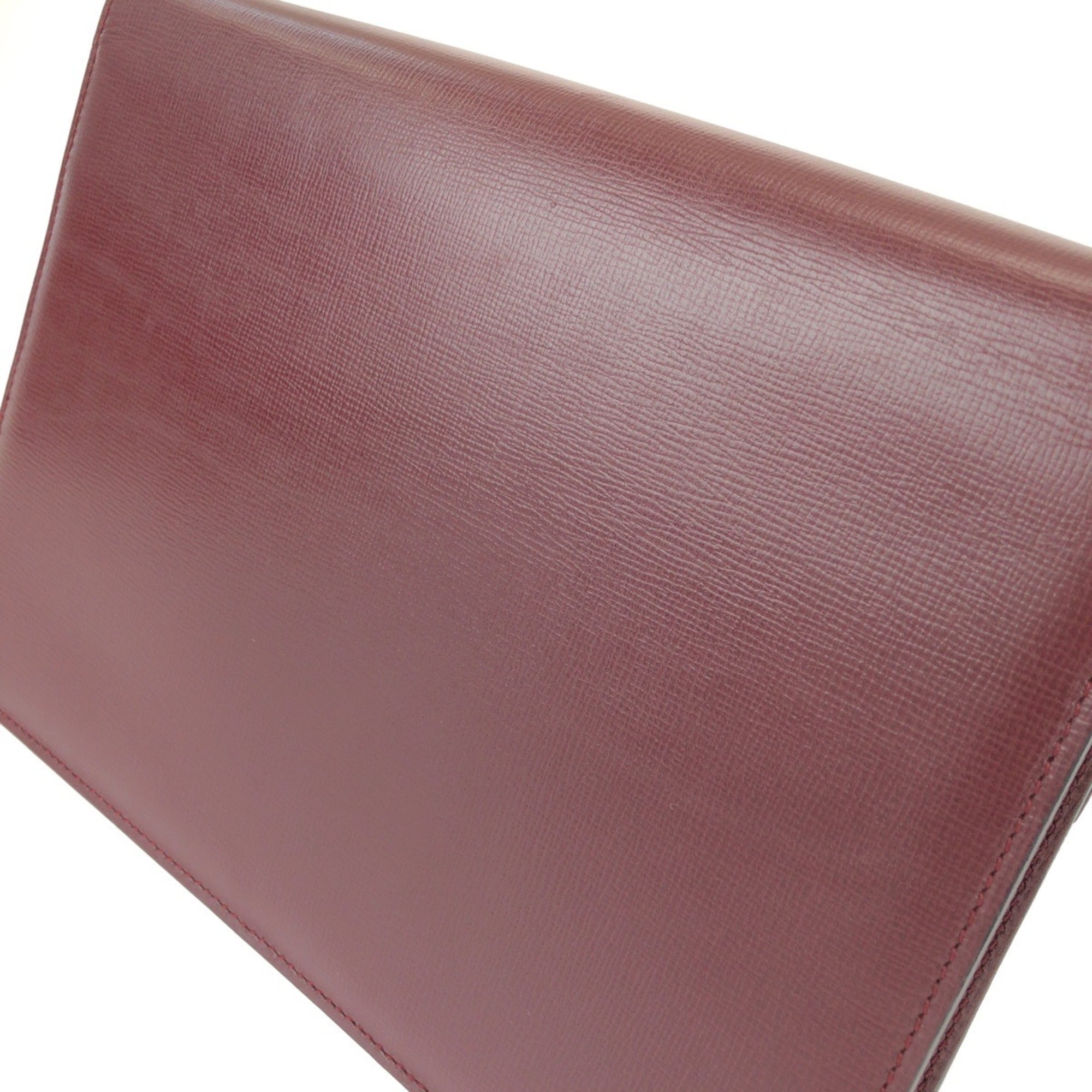 Cartier Bordeaux Wine Red Leather Clutch Bag (Pre-Owned)