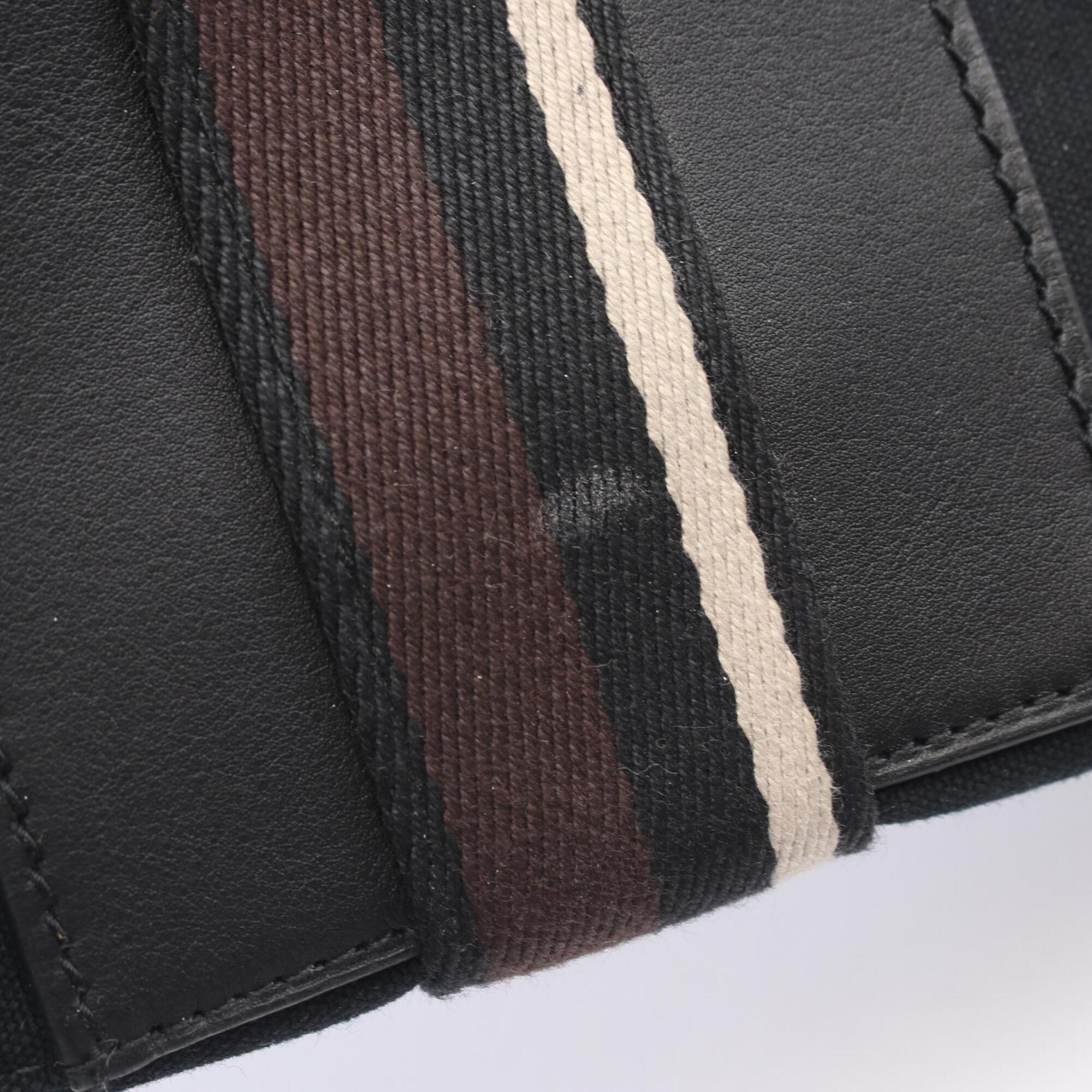 Hermes Black Brown Canvas Leather Handbag Tote Bag (Pre-Owned)
