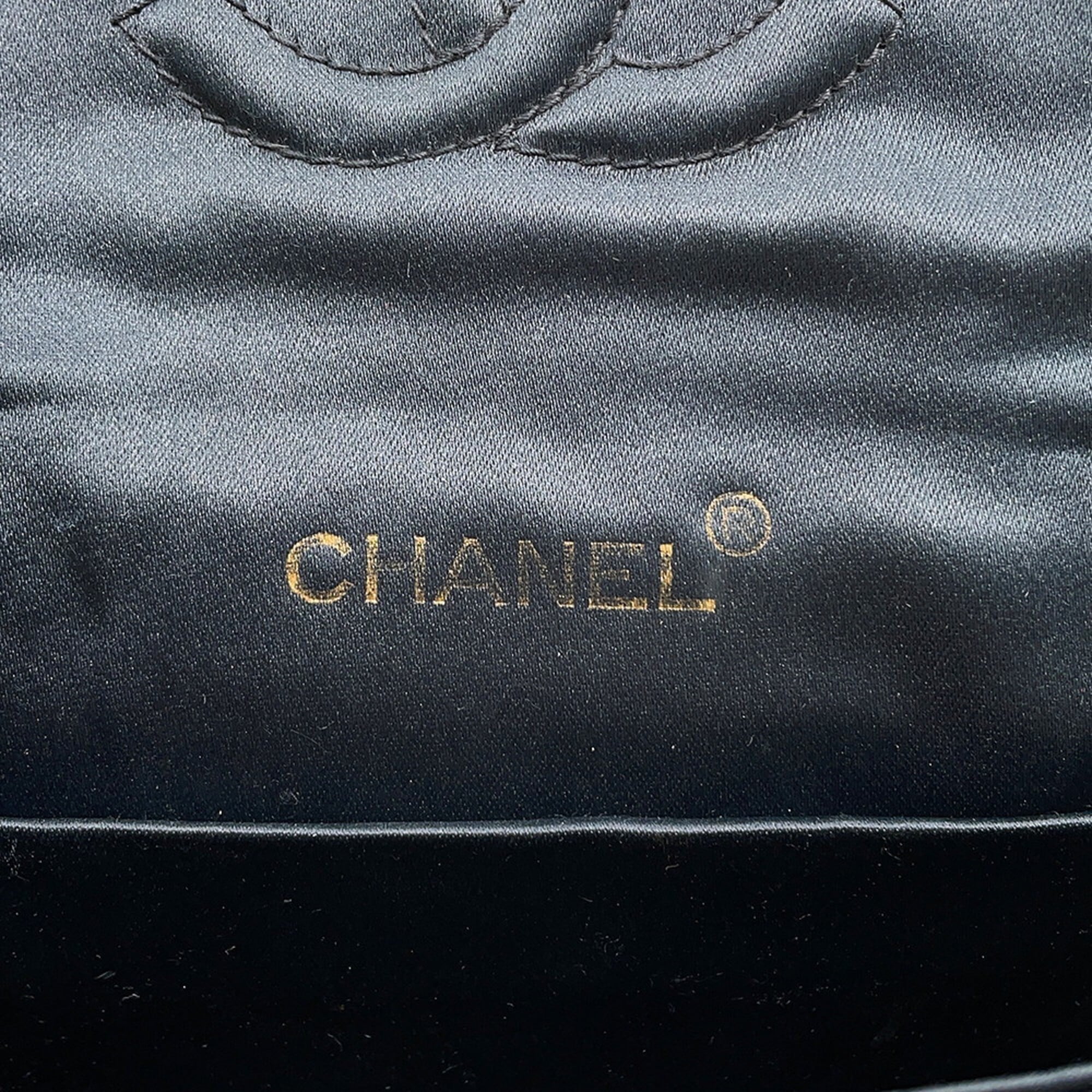 Chanel Matelasse Black Satin Handbag Shoulder Bag (Pre-Owned)