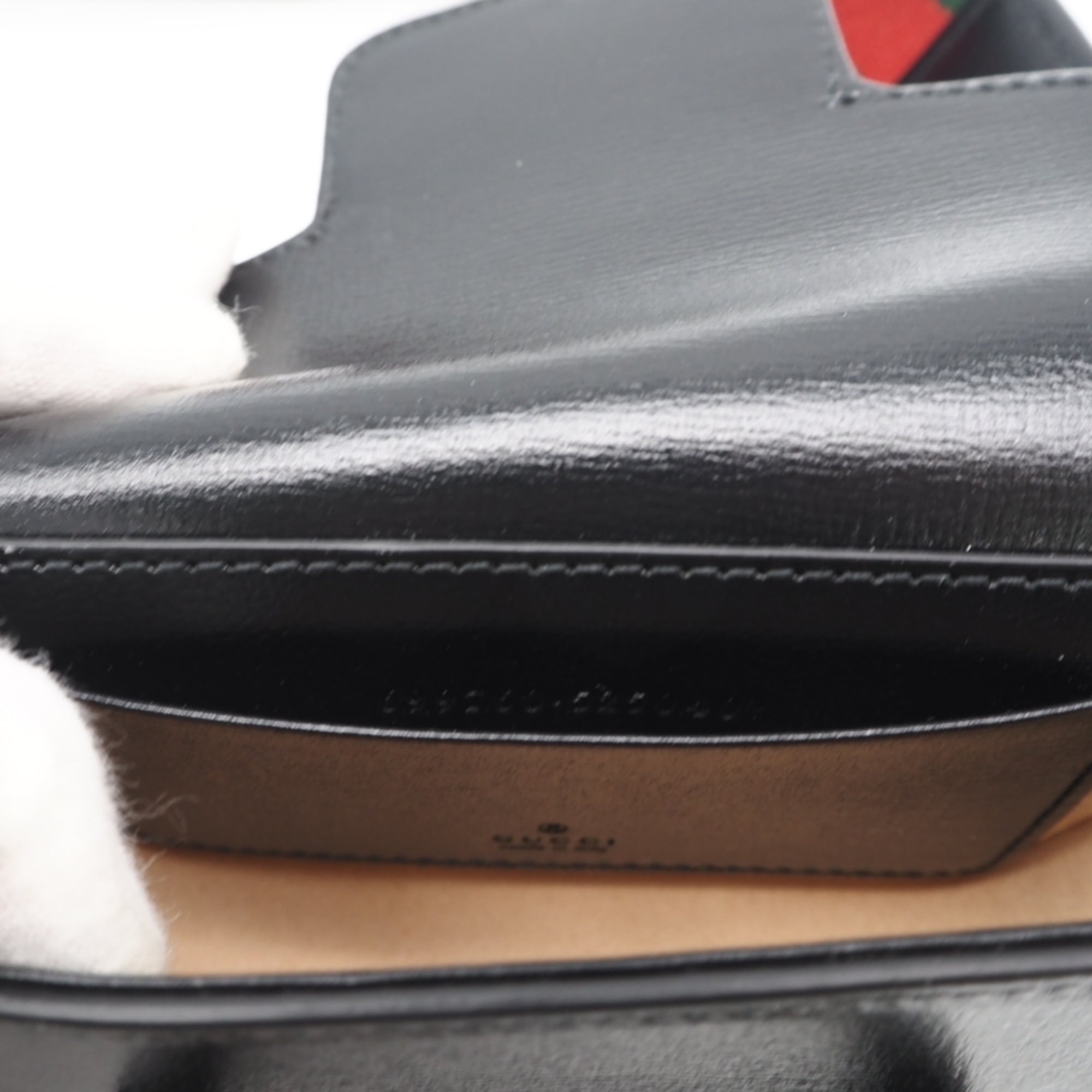 Gucci Horsebit Black Leather Canvas Shoulder Bag (Pre-Owned)