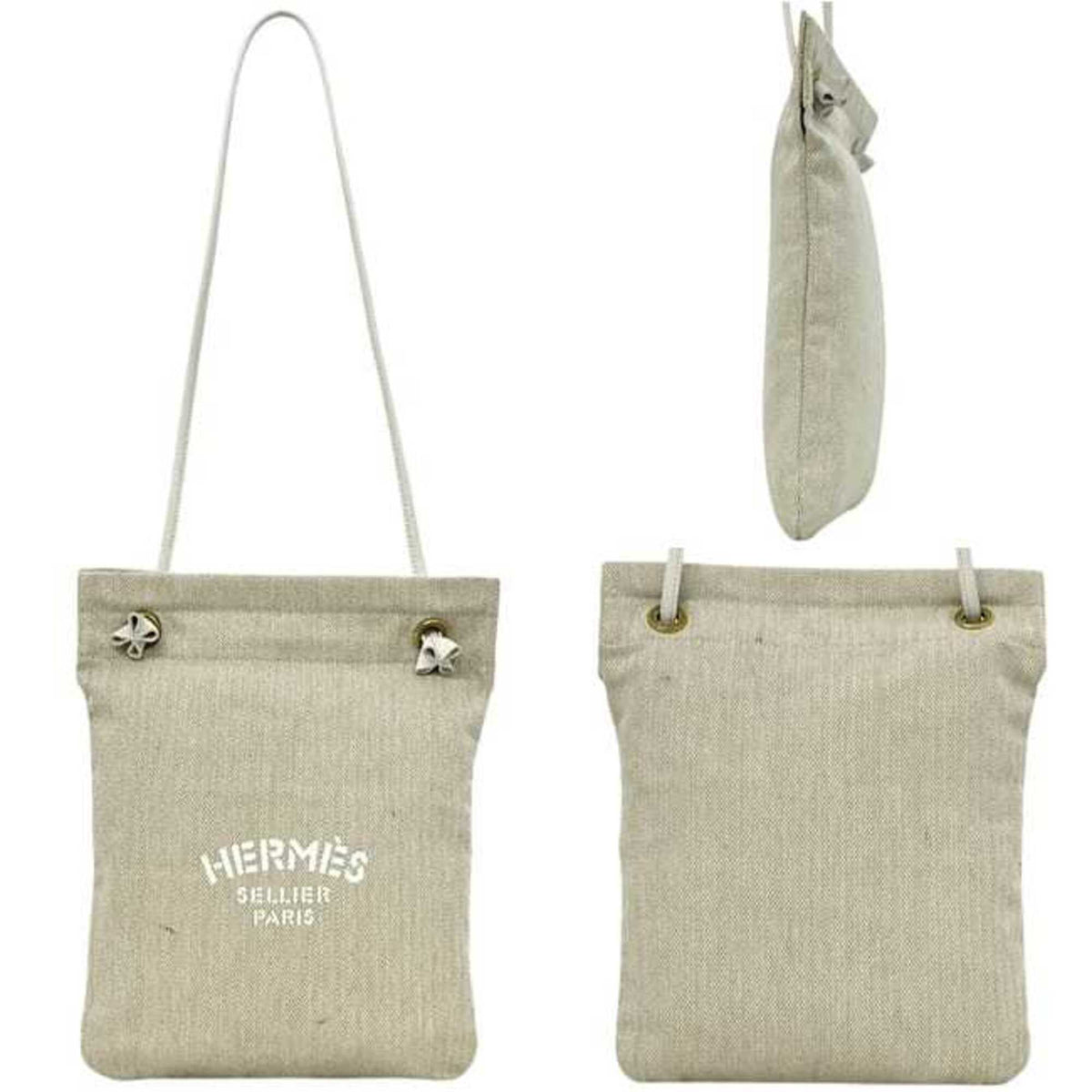 Hermes Beige Natural White Cotton 100% Shoulder Bag Tote Bag (Pre-Owned)