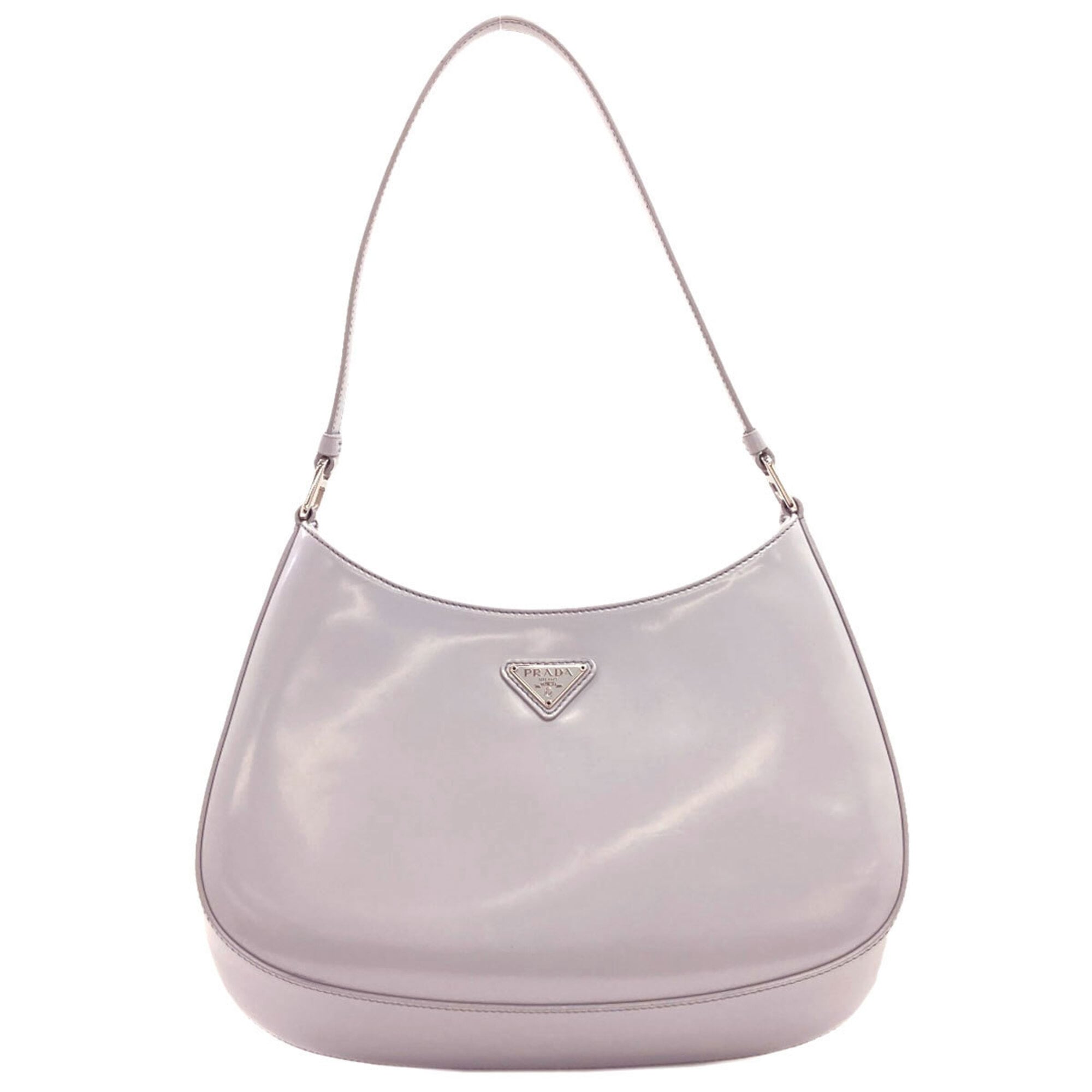 Prada Gray Leather Shoulder Bag (Pre-Owned)