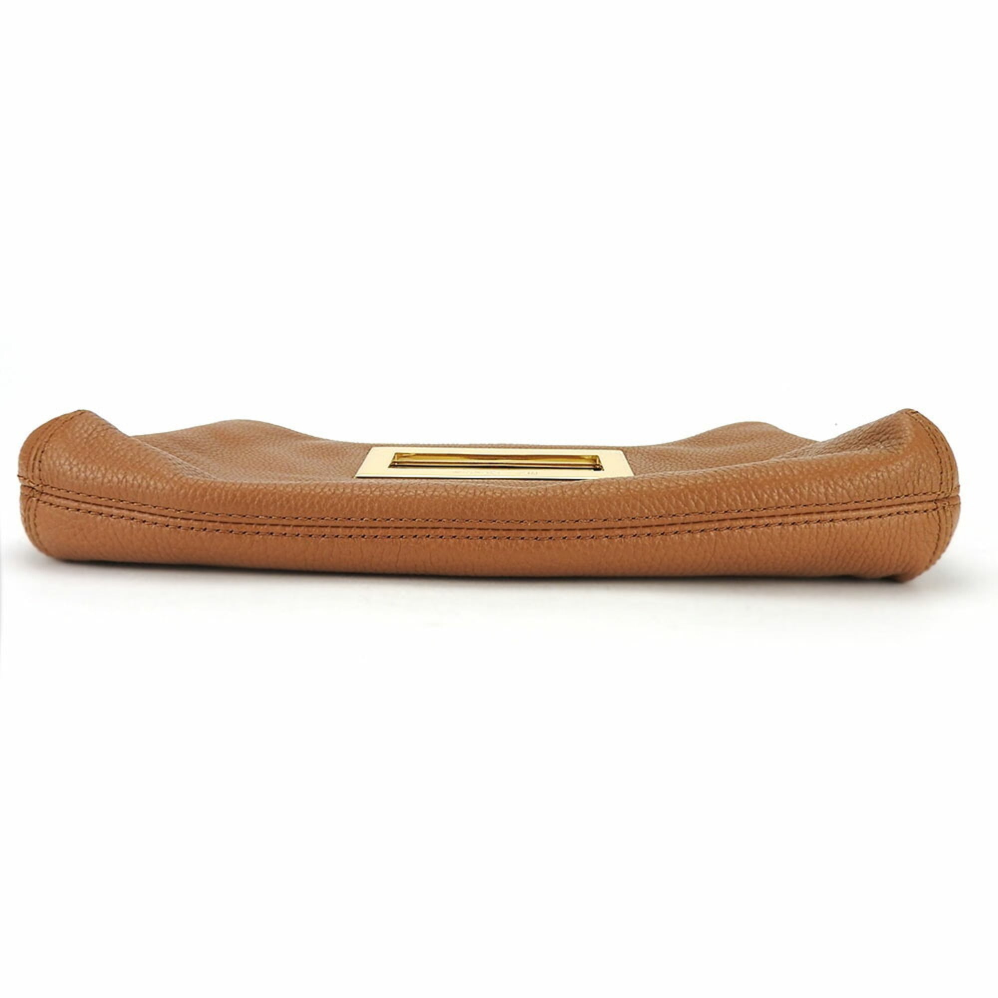 Michael Kors Camel Leather Clutch Bag Handbag (Pre-Owned)