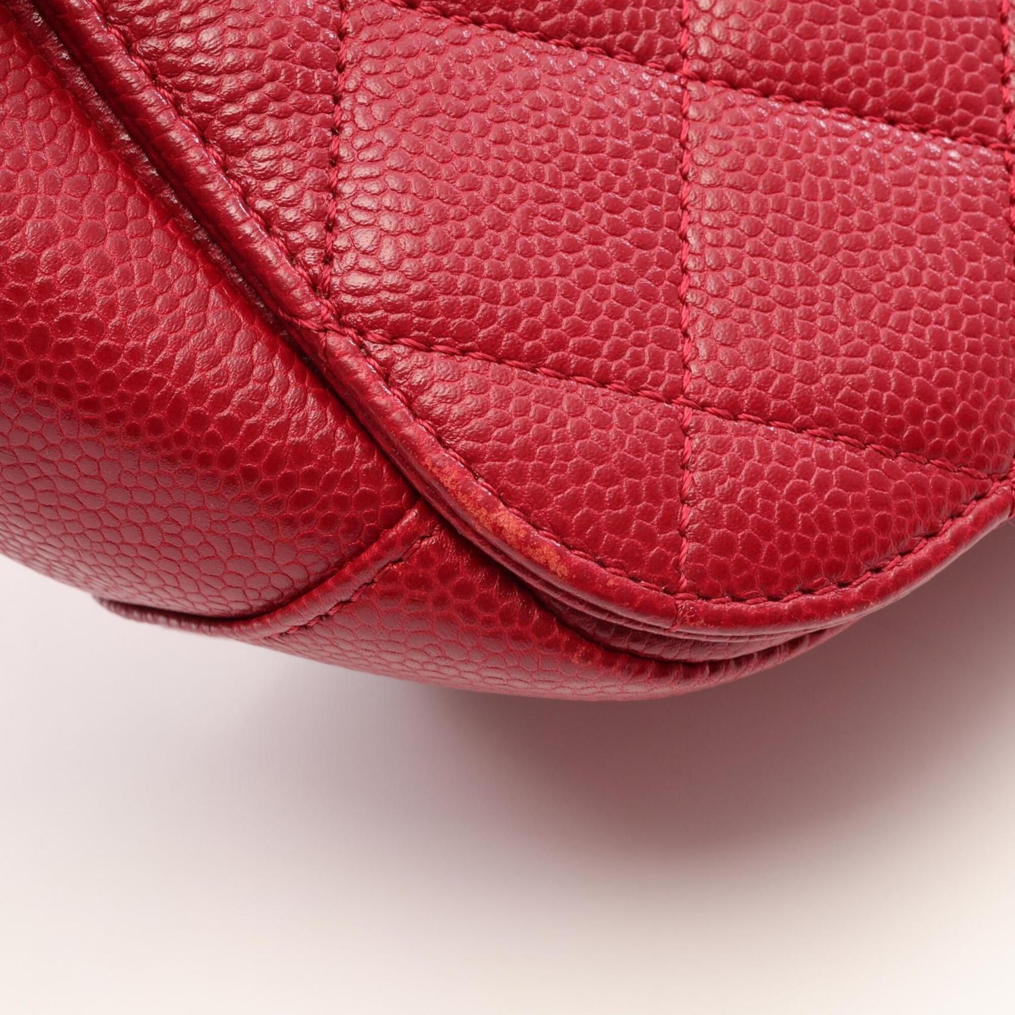 Chanel Red Color Grained Calfskin Handbag Shoulder Bag (Pre-Owned)