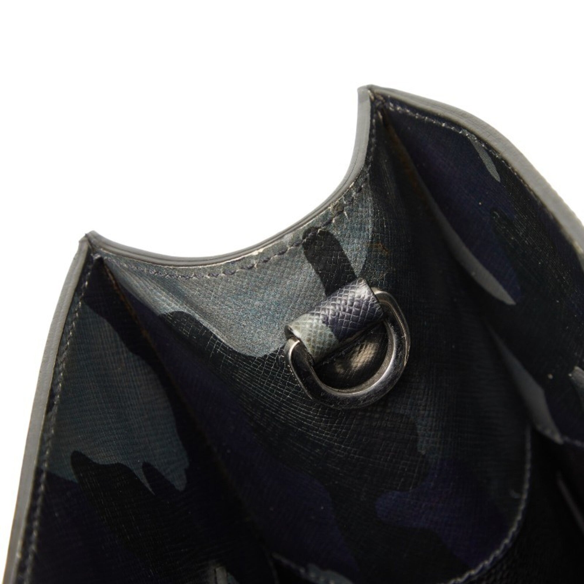Prada Black Gray Purple Leather Handbag Shoulder Bag (Pre-Owned)
